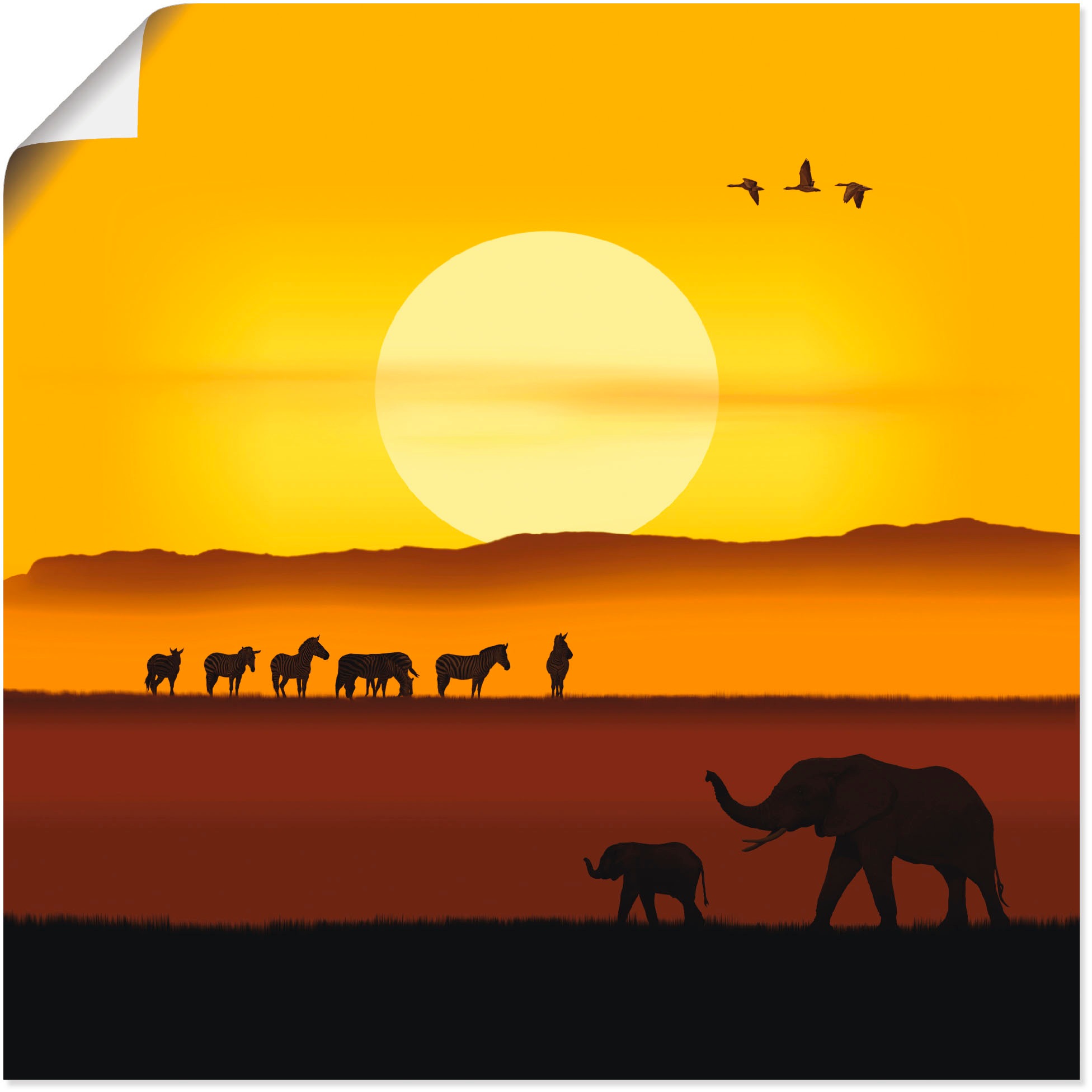 Artland Poster "Ein Morgen in der afrikanischen Savanne", Wildtiere, (1 St. günstig online kaufen