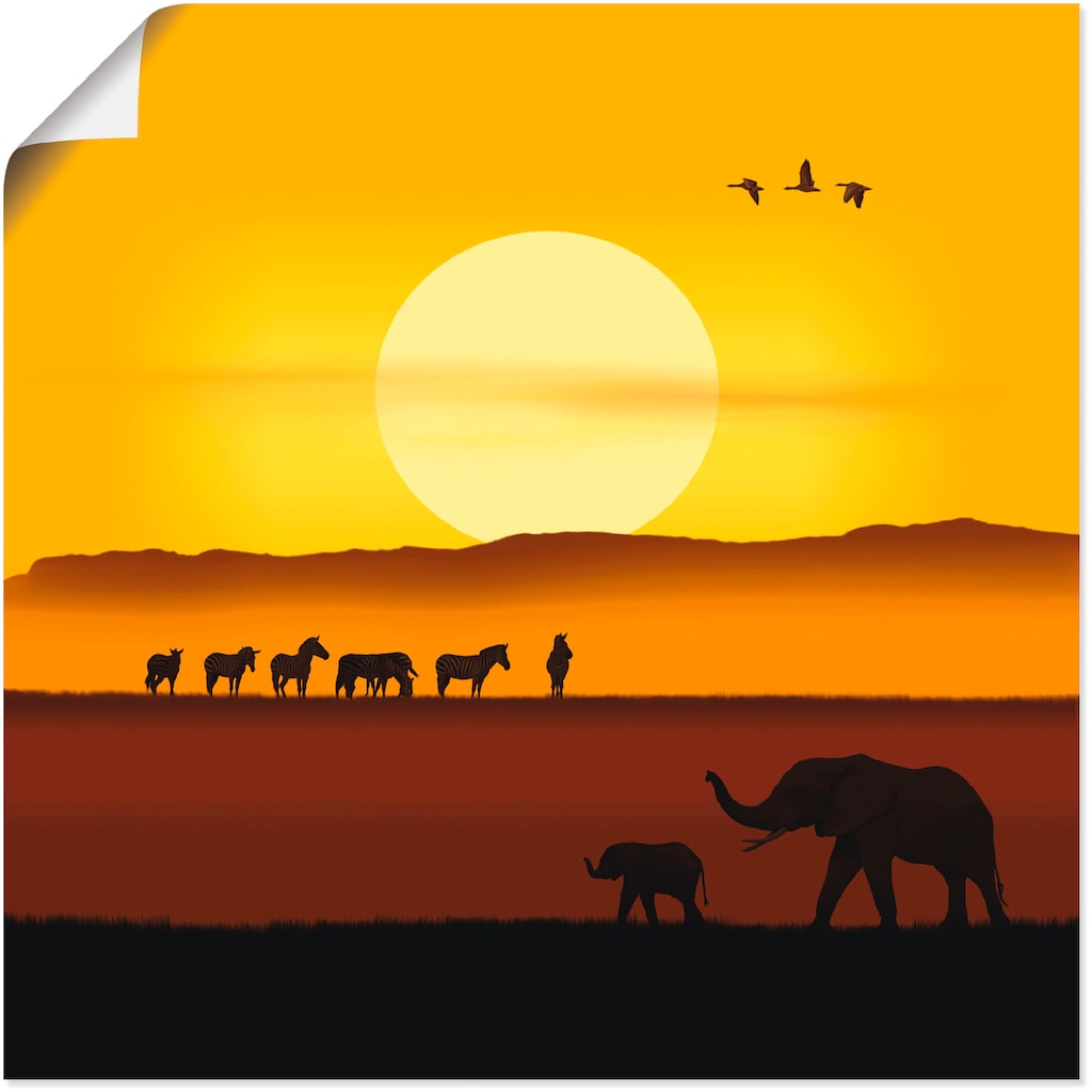 Artland Poster »Ein Morgen in der afrikanischen Savanne«, Wildtiere, (1 St.)