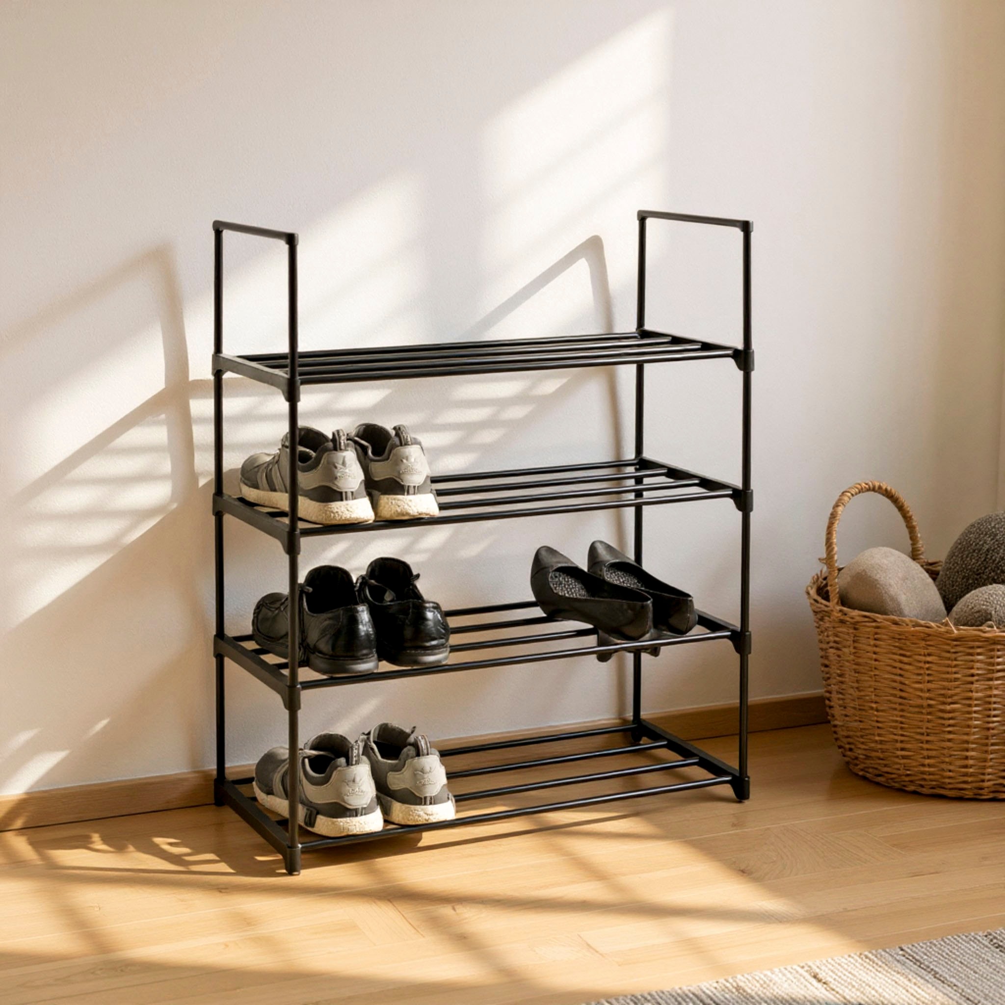 HAKU Schuhregal "Schuhaufbewahrung" rechteckig - aus Metall Schwarz - B/T/H 67/30/81 cm