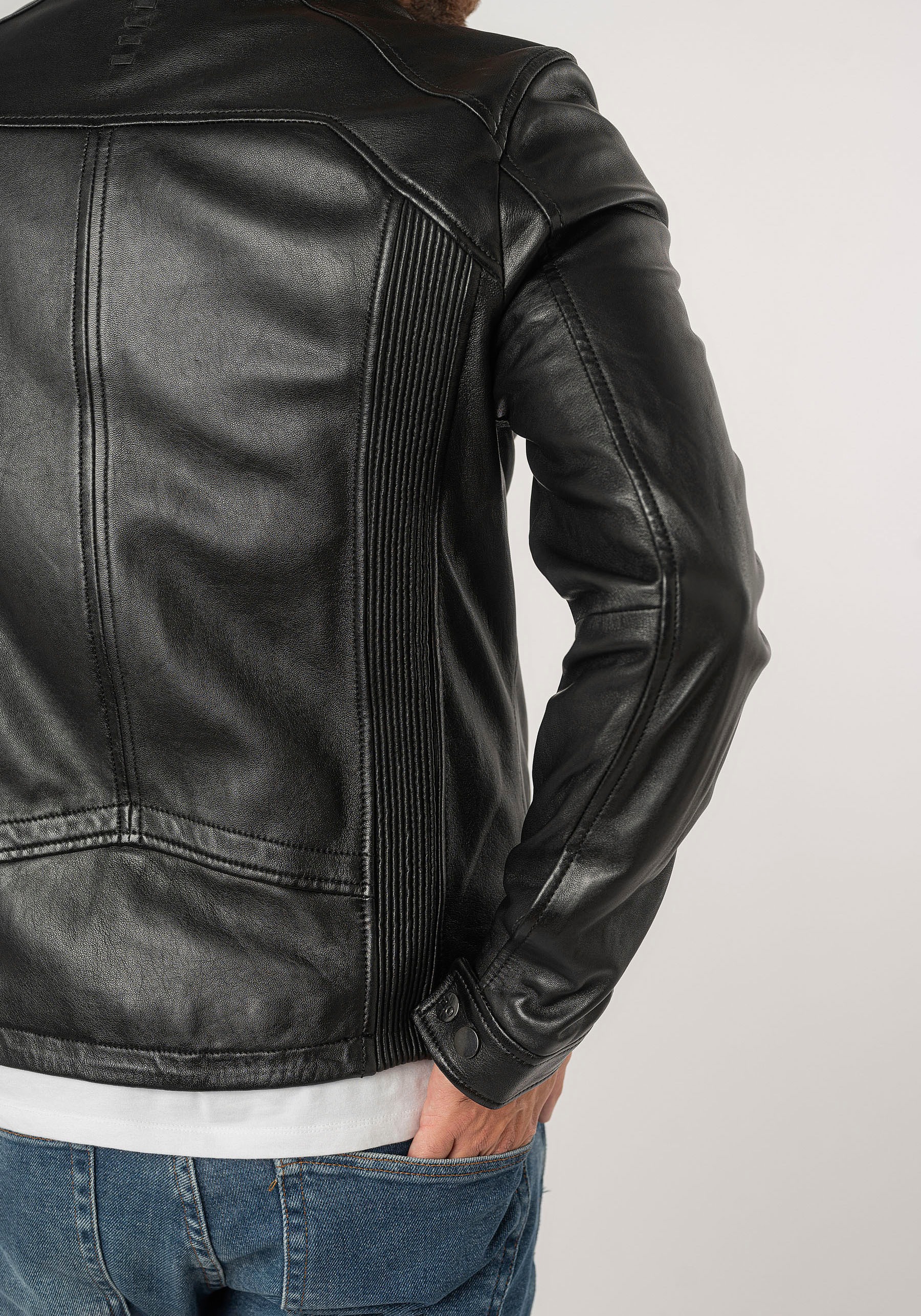 Mauritius Lederjacke »2Mtoji SF«, mit Reißverschluss, Zipperdetail, STehkragen Ziernähte