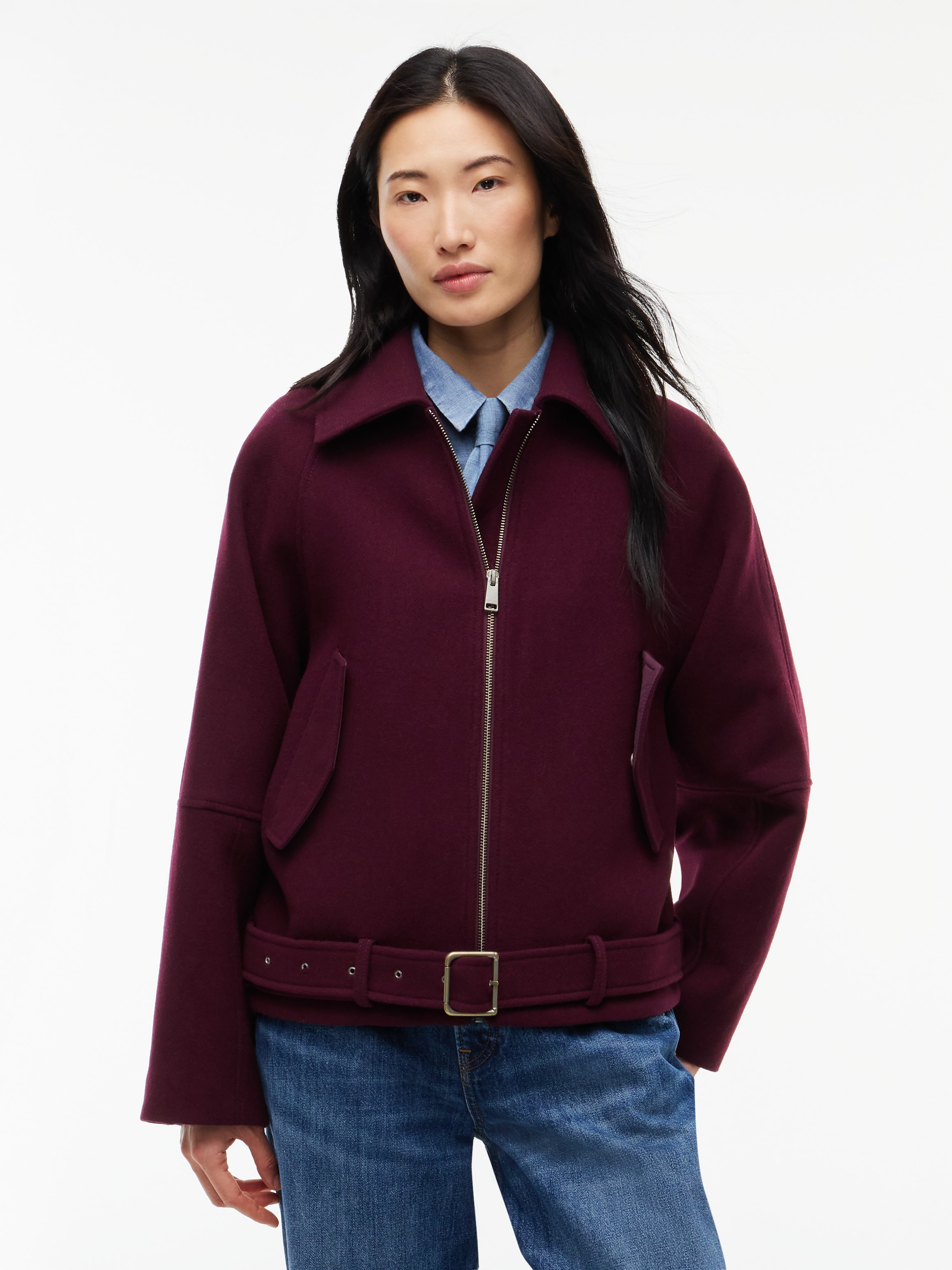 Tommy Jeans Kurzjacke »TJW ZIP THRU WOOL JACKET« Materialmix, mit Wolle