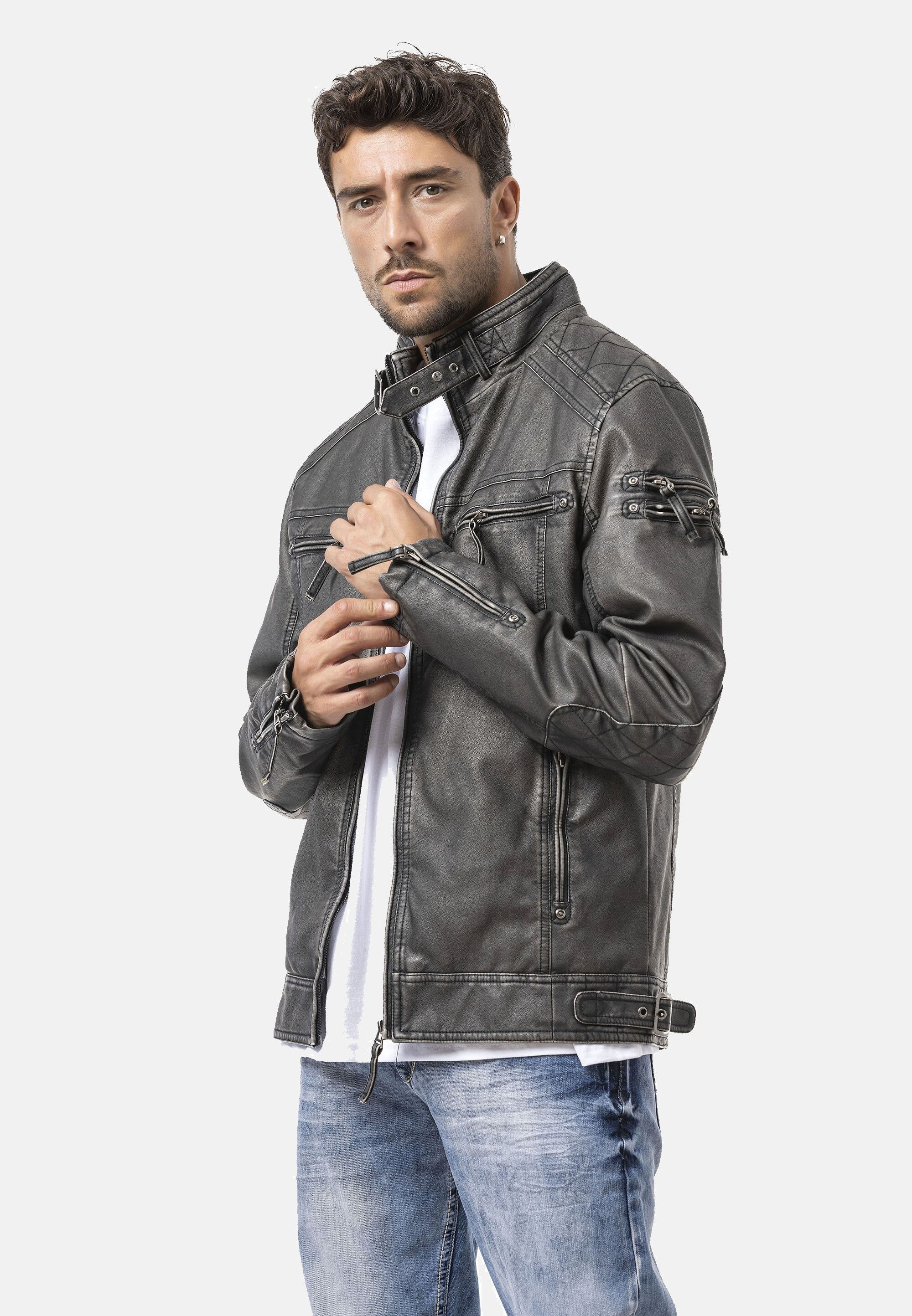 Cipo & Baxx Bikerjacke »Winterjacke« ohne Kapuze