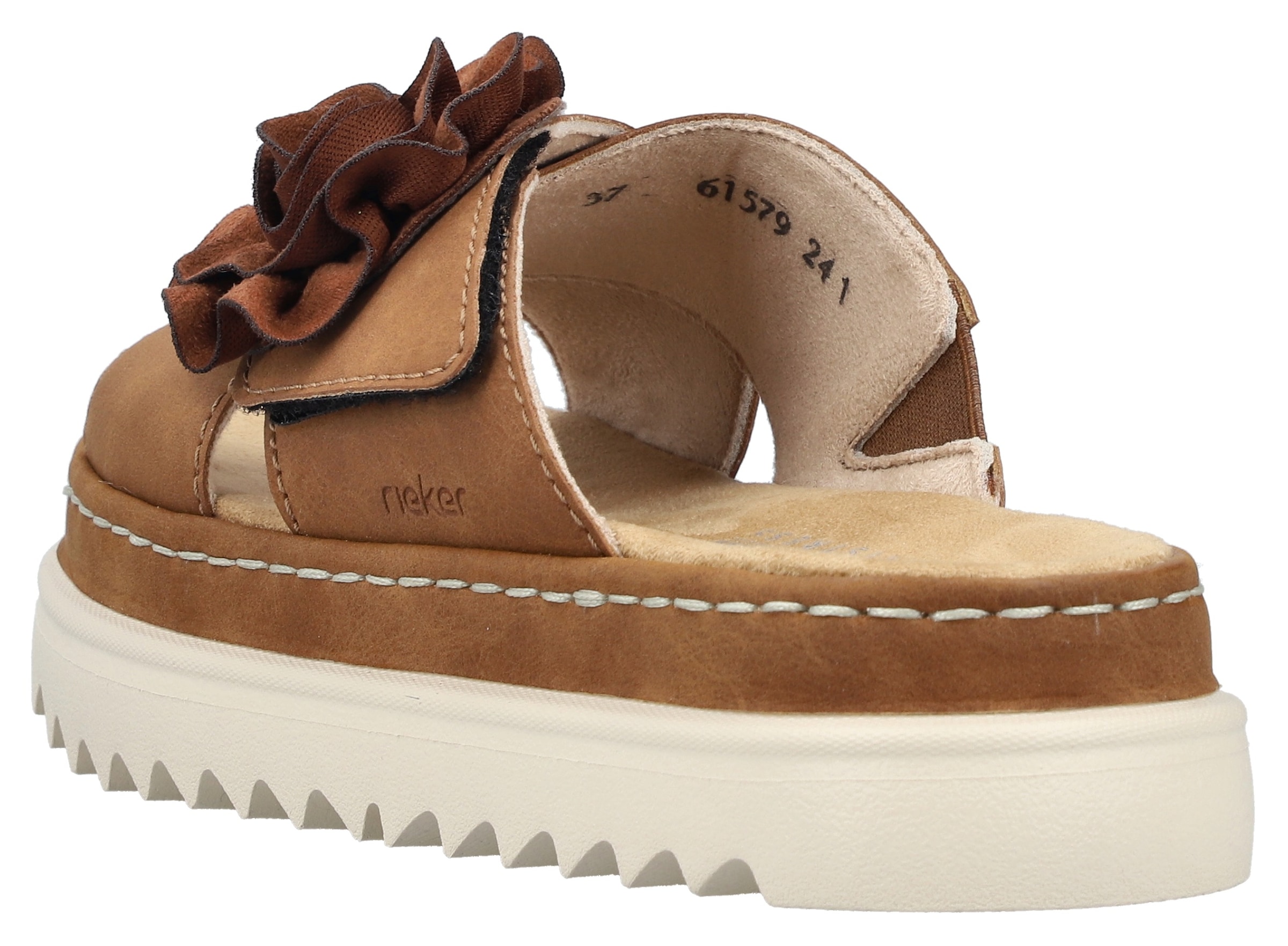 Rieker Pantolette, Sommerschuh, Strandschuh, Urlaubschuh mit praktischem Klettverschluss