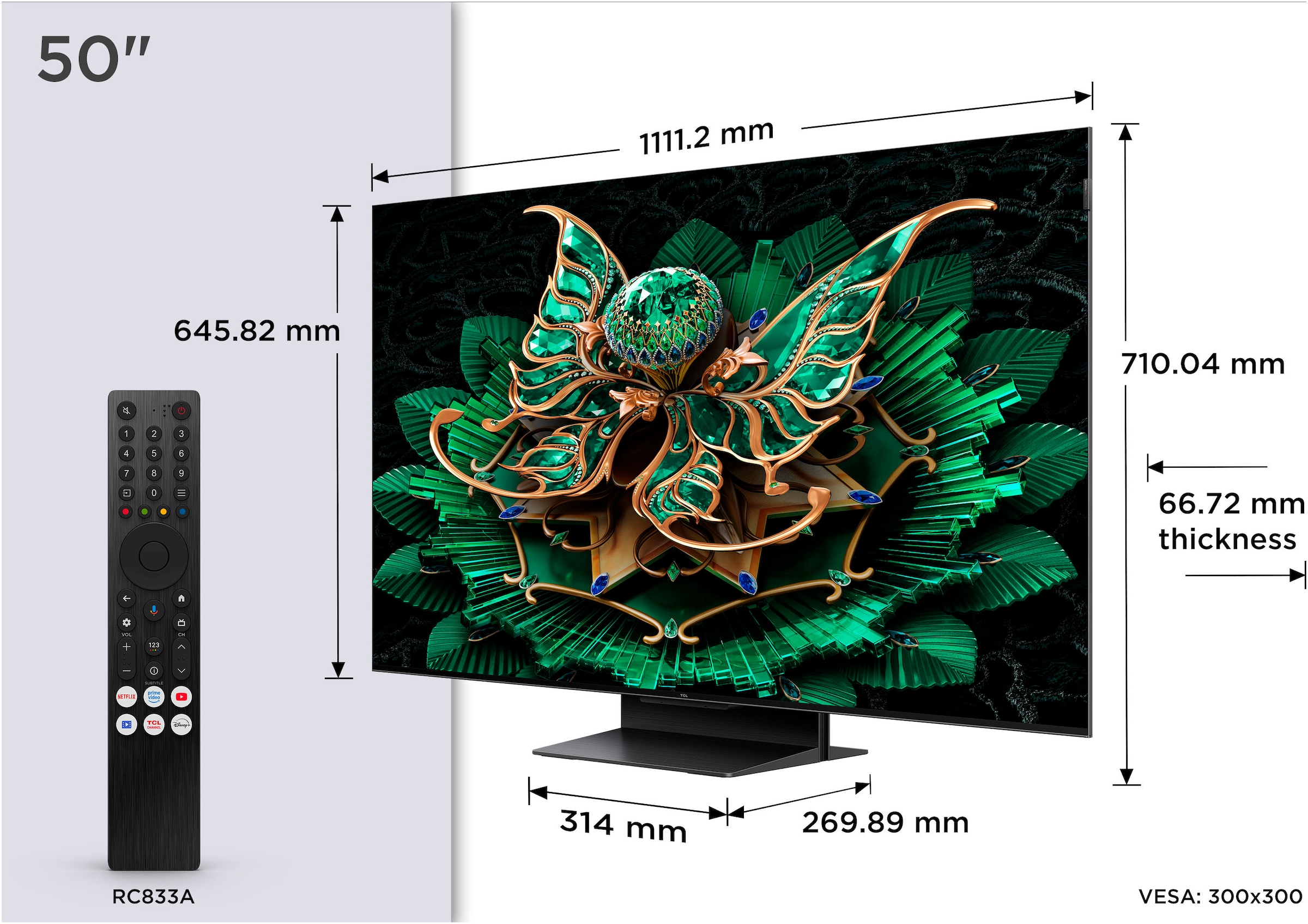 TCL QLED Mini LED-Fernseher »50Q7CX1«, 4K Ultra HD, Google TV, 4K HDR, AIPQ-Pro Prozessor, Smart TV, Apple TV, Dolby Atmos, HVA Panel