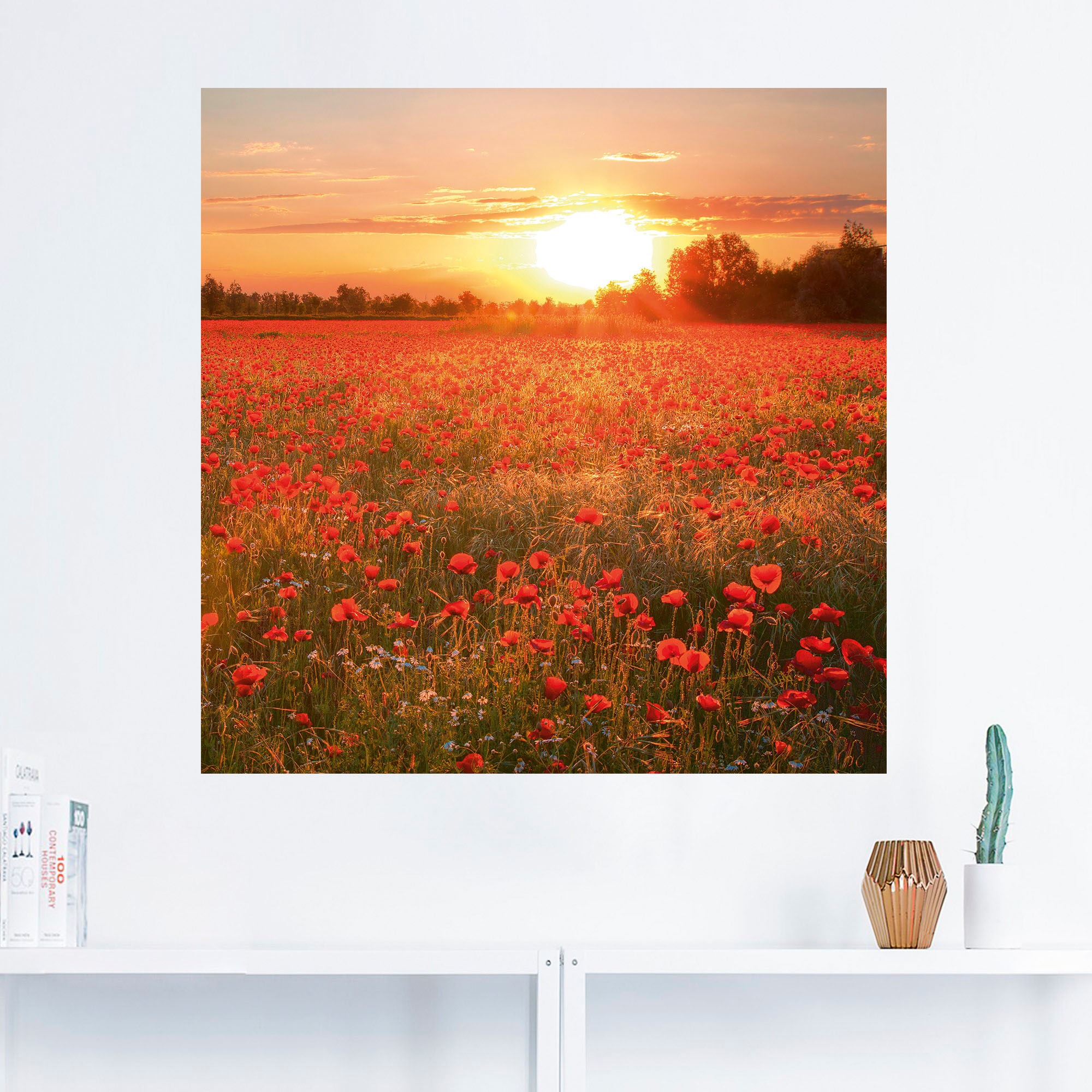 Artland Wandbild »Mohnblumenfeld bei Sonnenuntergang«, Blumenbilder, (1 St.), gedruckt