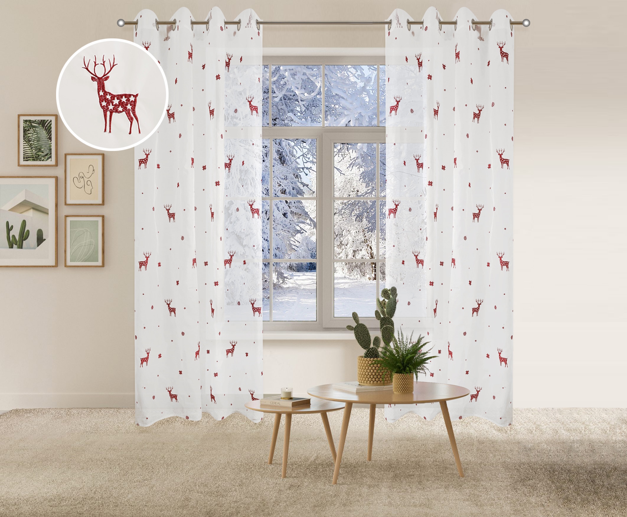 my home Gardine "Elch" Ösen 1 Stk. tlg. günstig online kaufen