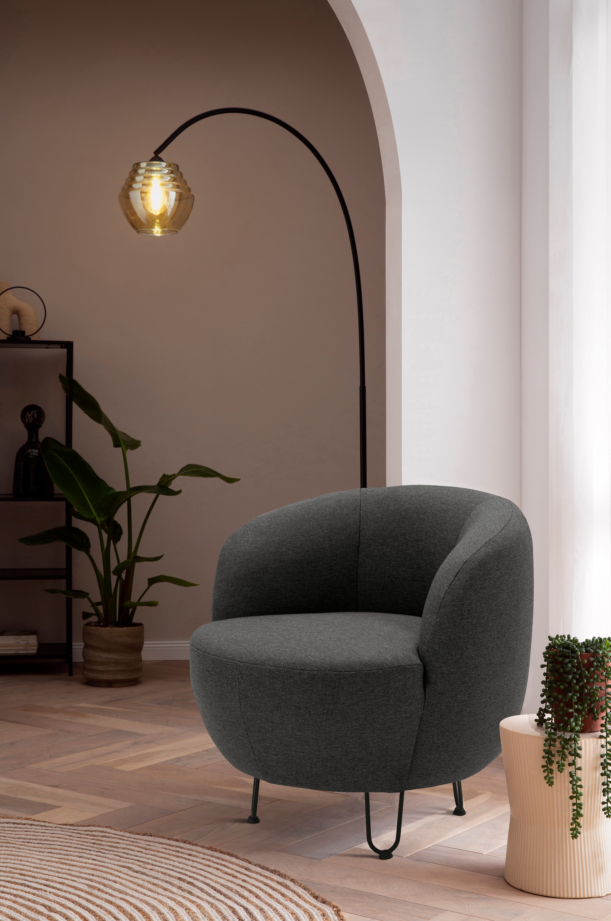 INOSIGN Sessel »Anjuli Lieferzeit nur 2 Wochen«, Runde Form, perfektes Einzelstück, Flausch oder Feinstruktur