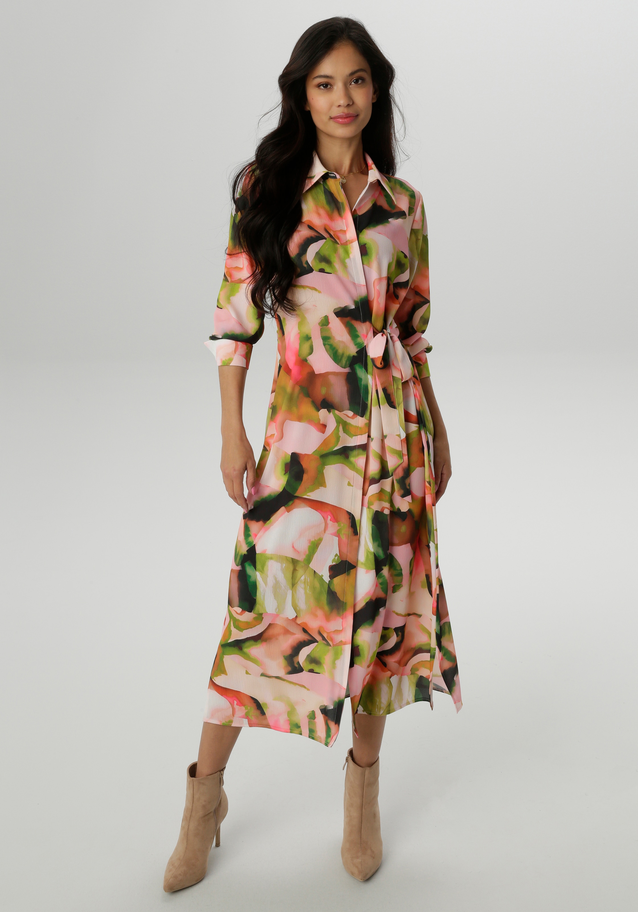 Aniston SELECTED Blusenkleid mit seitlichem Bindedetail günstig online kaufen