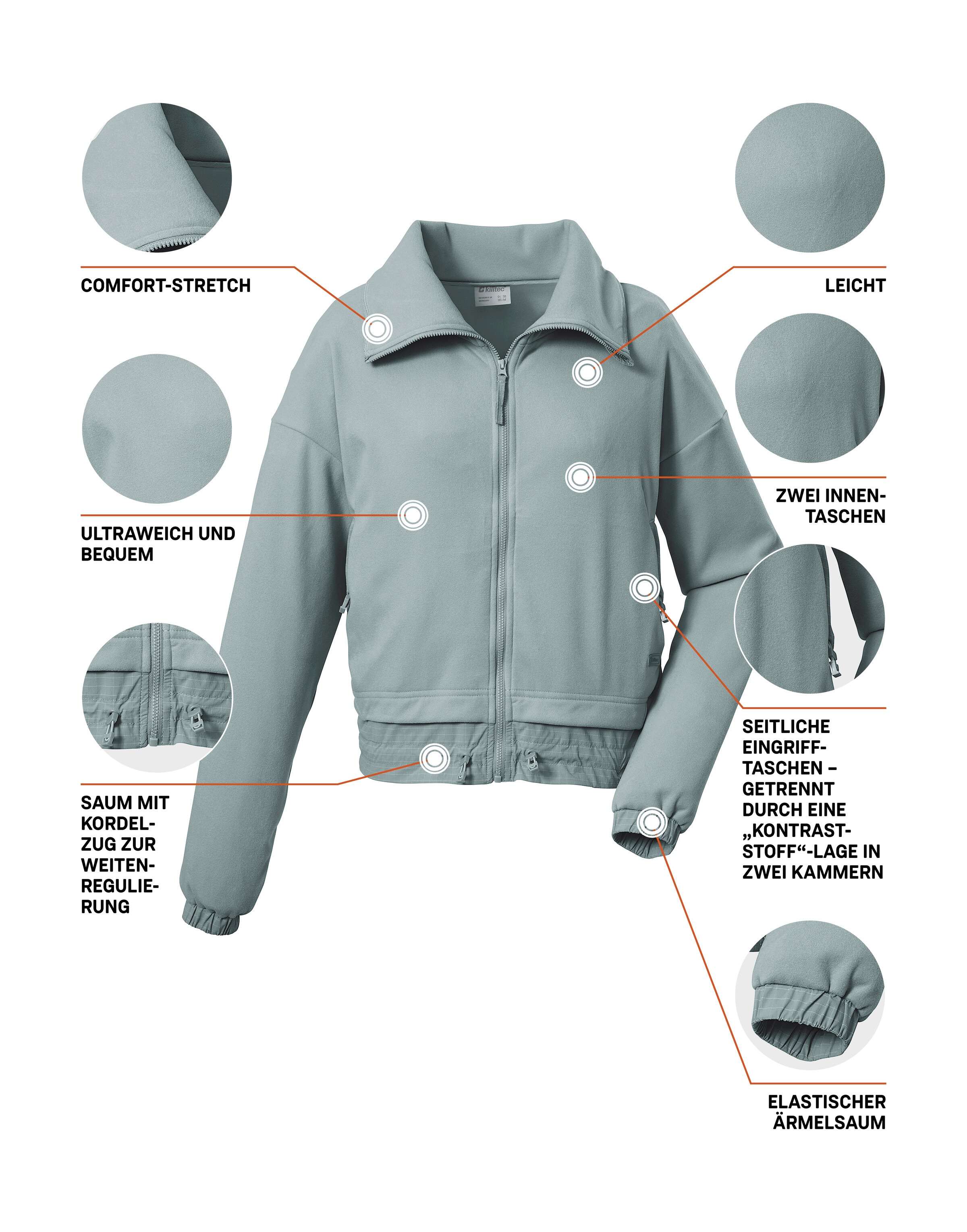 Killtec Fleecejacke »KOS 175 WMN FLC JCKT« Leichte Damen Loungewear Fleecejacke mit hochschließendem Kragen
