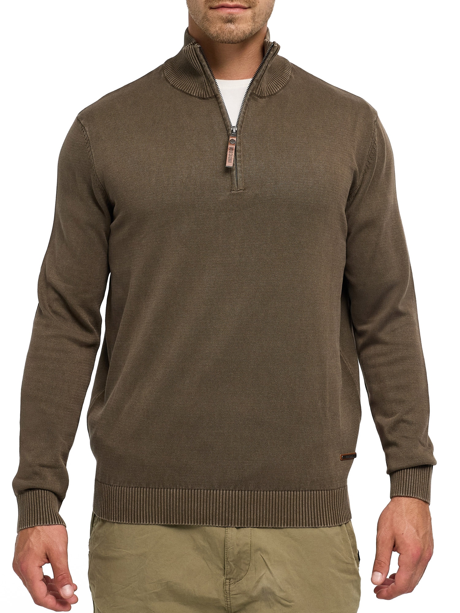 Indicode Troyer »INArkmill ½ zip« Baumwolle, regular fit