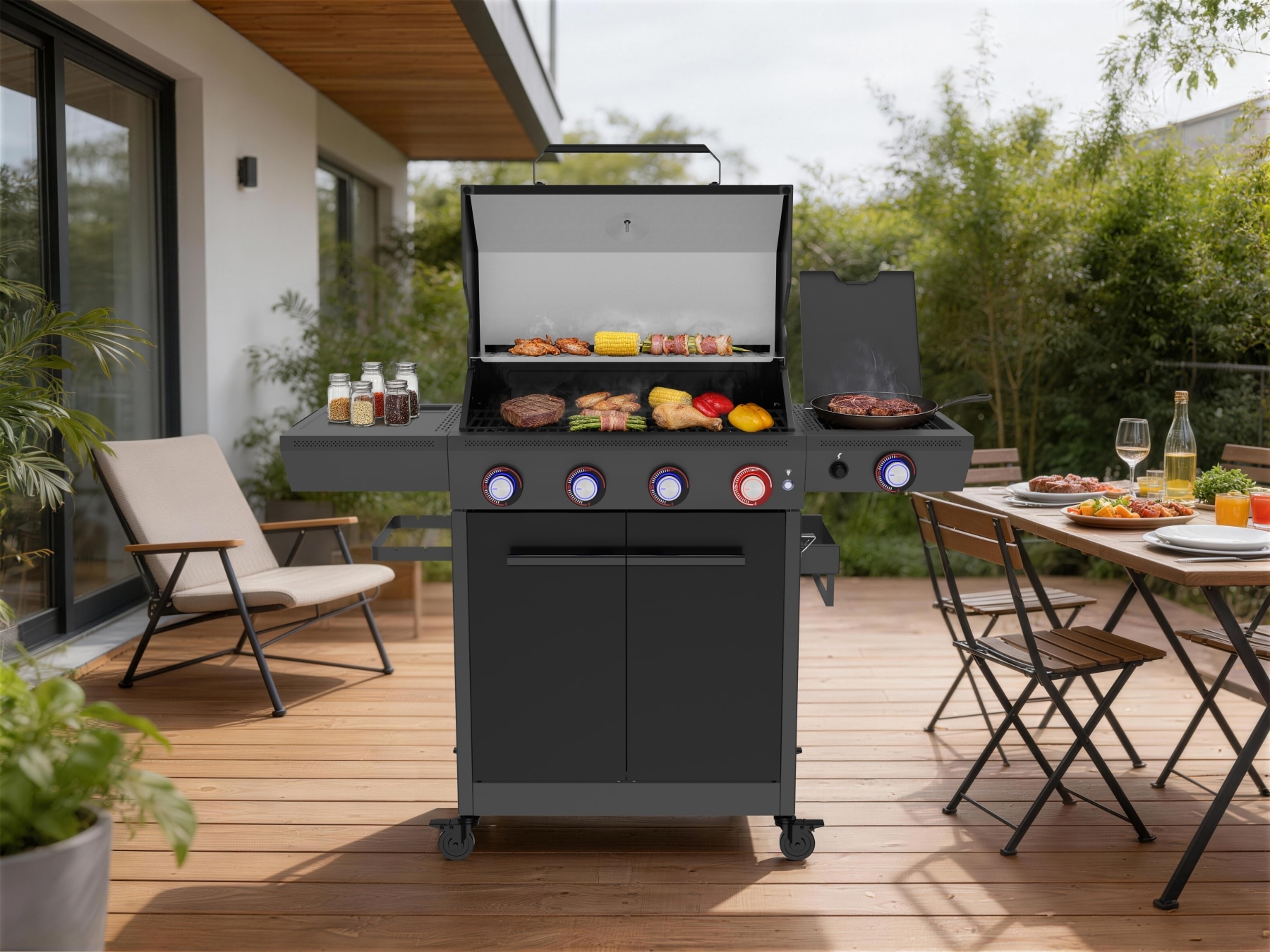 El Fuego Gasgrill »Key West« 16 kW (4 Brenner je 3,0 kW + 1 Turbobrenner 4,0 kW)