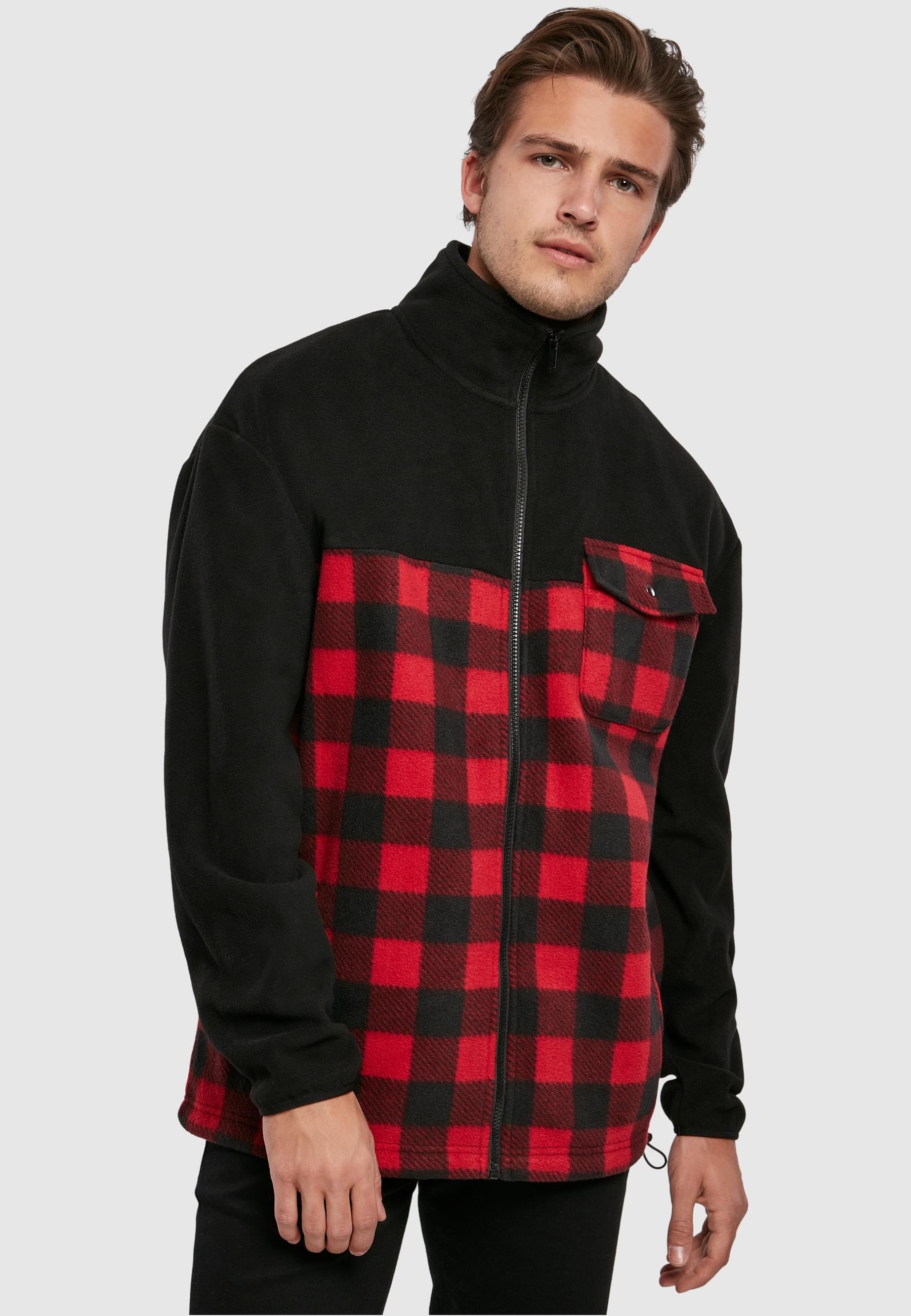 URBAN CLASSICS Winterjacke »Urban Classics Herren Patterned Polar Fleece Track Jacket«, (1 St.), mit Kapuze