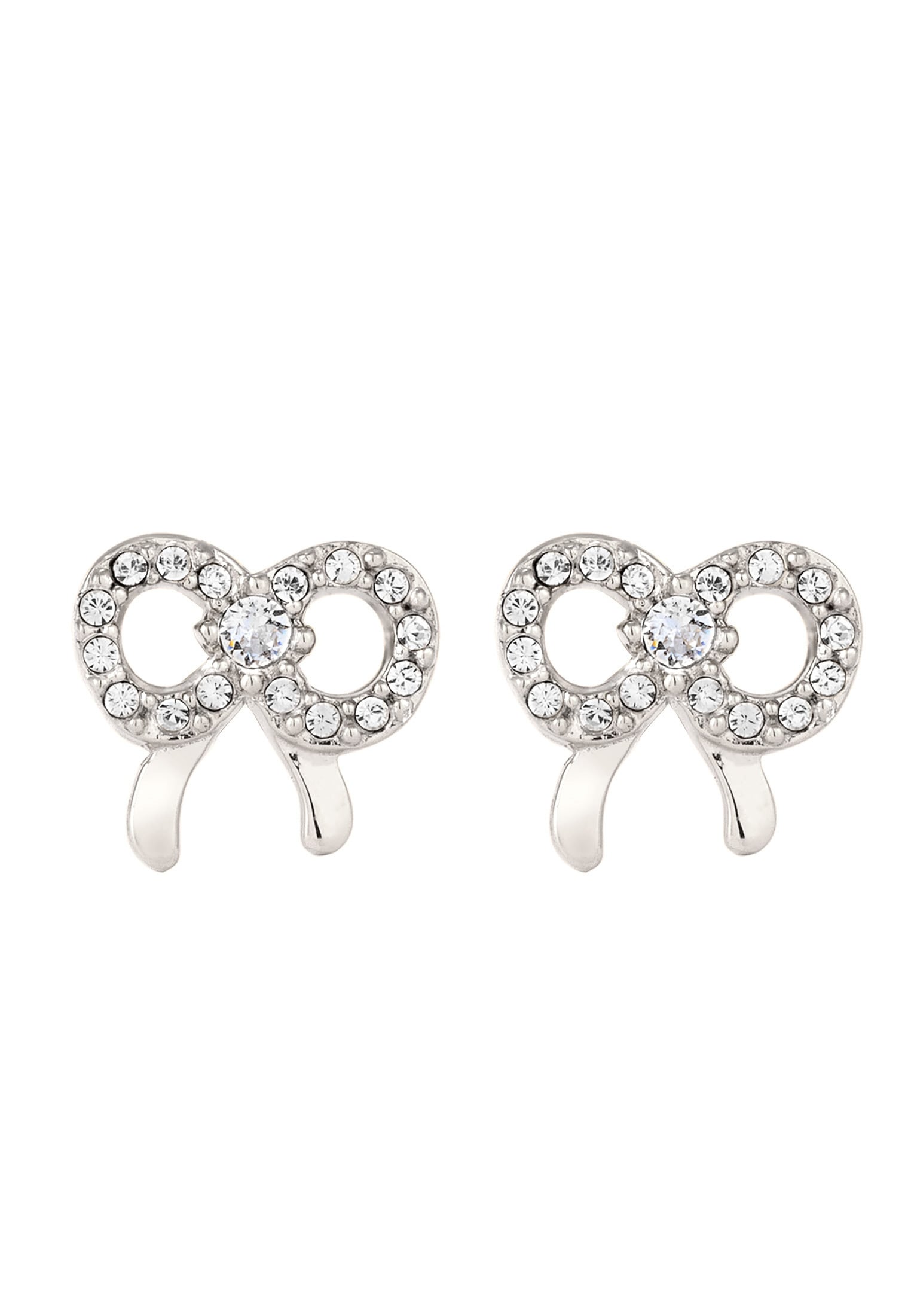 Elli Paar Ohrstecker »Ohrringe Ohrstecker Schleife Weiß 925 Silber vergoldet, mit Kristallen von Swarovski®«
