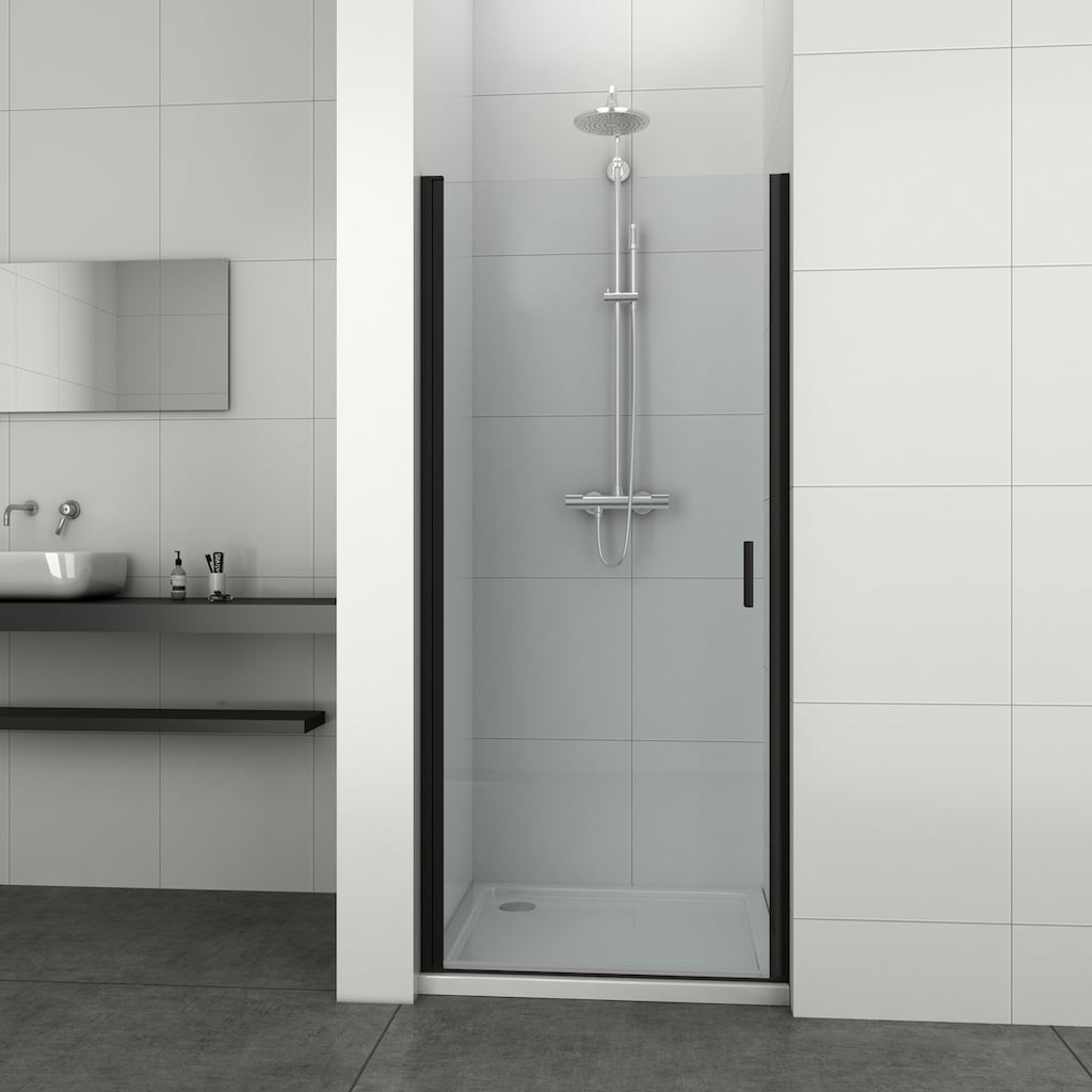 Sanotechnik Dusch-Schwingtür »ELITE«, Schwenkttür für Duschen mit Alu-Profil in schwarz matt