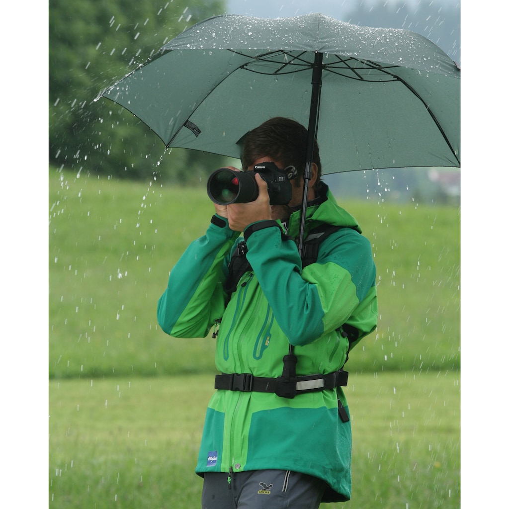 EuroSCHIRM® Taschenregenschirm »teleScope handsfree, olivgrün«, handfrei tragbar