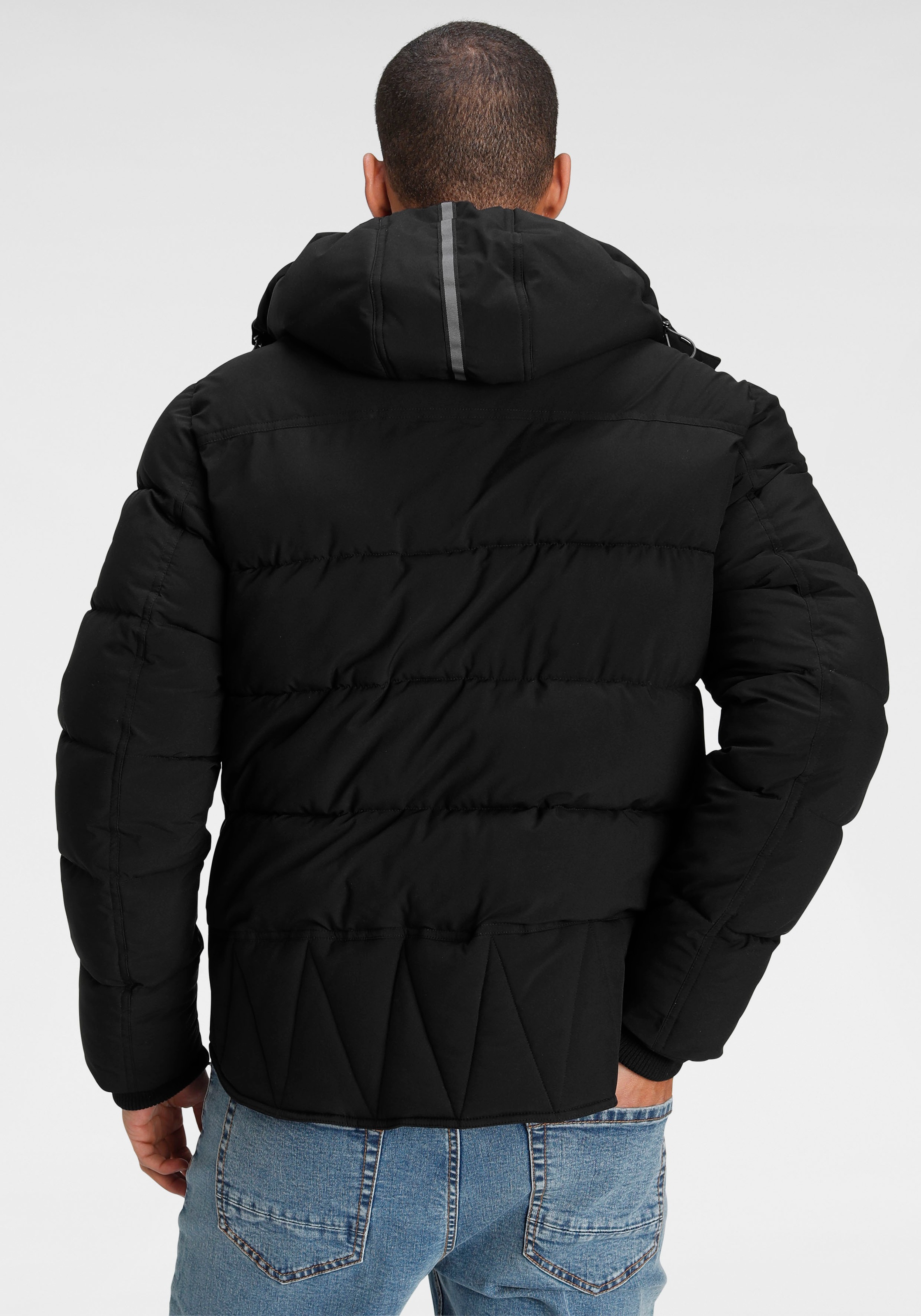 Thumbnail - Bruno Banani Steppjacke mit Kapuze Winterjacke mit Fellimitat und abnehmbarer Kapuze