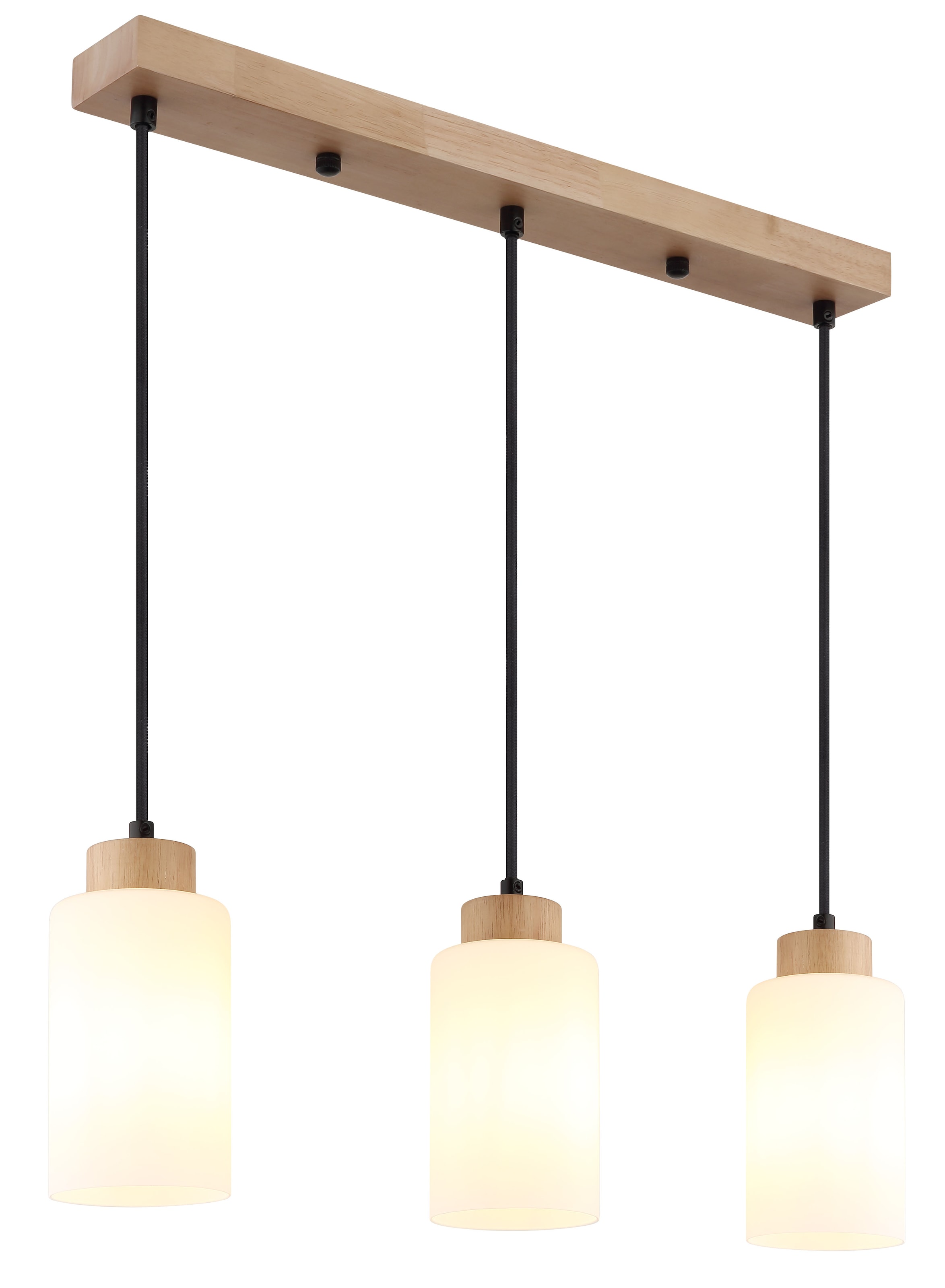 GLOBO LIGHTING Hängeleuchte »ROWENA« E27 1 Stk. Holz-Pendelleuchte breit, Opalglas, E27, kürzbar