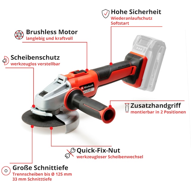 Einhell Akku-Winkelschleifer »AXXIO 18/125«, ohne Akku und Ladegerät auf  Raten | BAUR