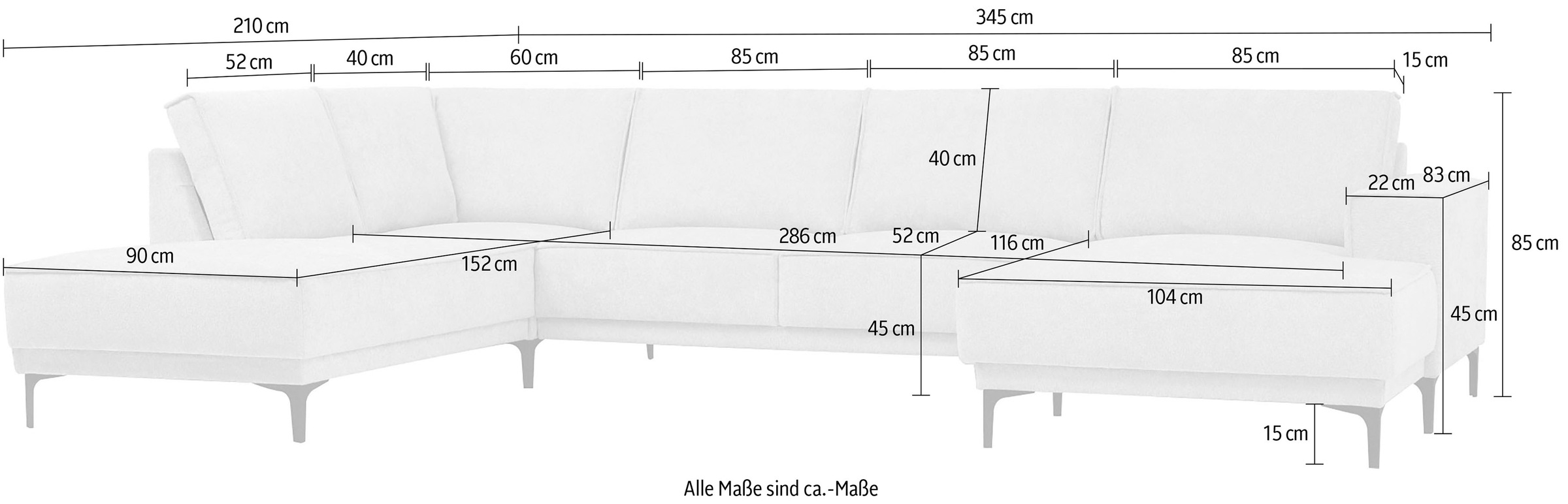Places of Style Wohnlandschaft »Oland«, XXL, im zeitlosem Design und hochwertiger Verabeitung