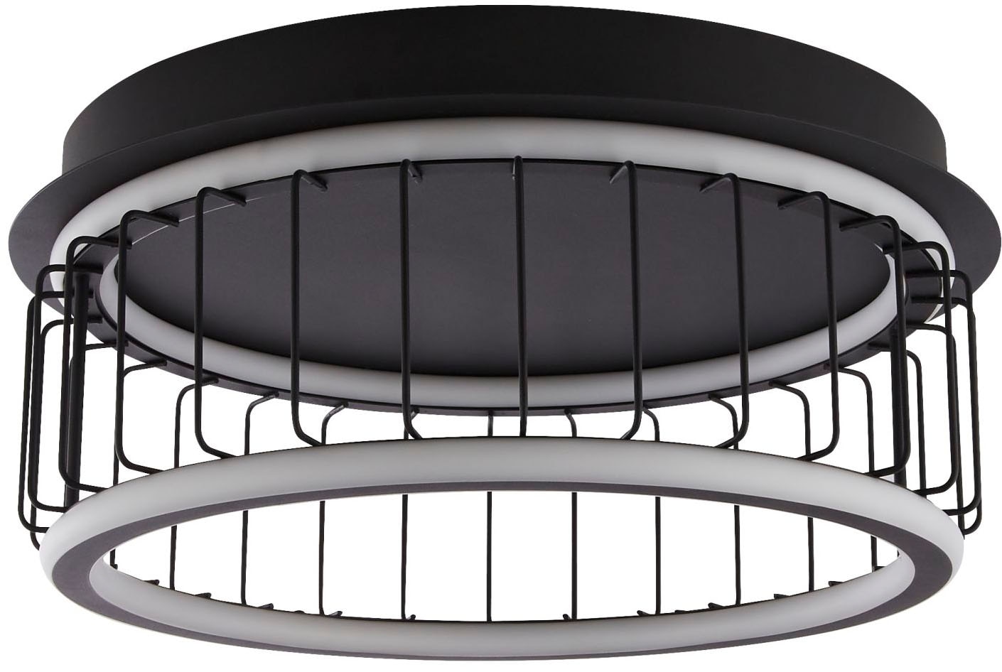 Searchlight Deckenleuchte »Circolo Cage Flush - Black Metal & White Silicon« LED-Modul 1 Stk. Warmweiß