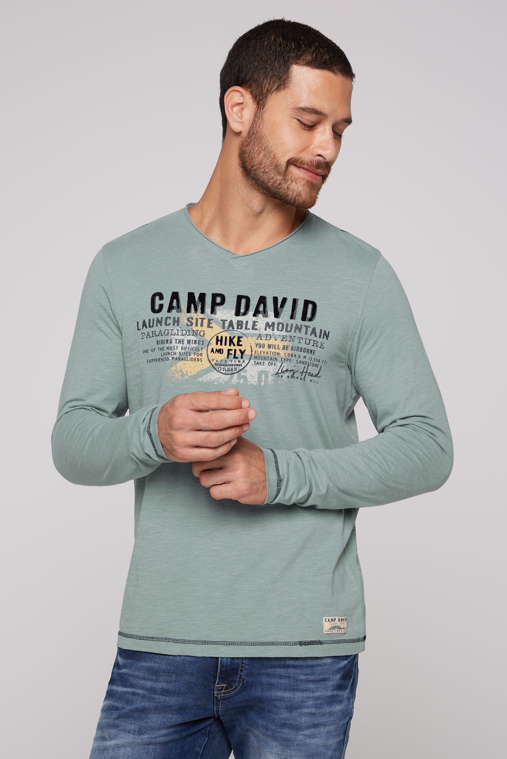 CAMP DAVID Langarmshirt, aus Baumwolle