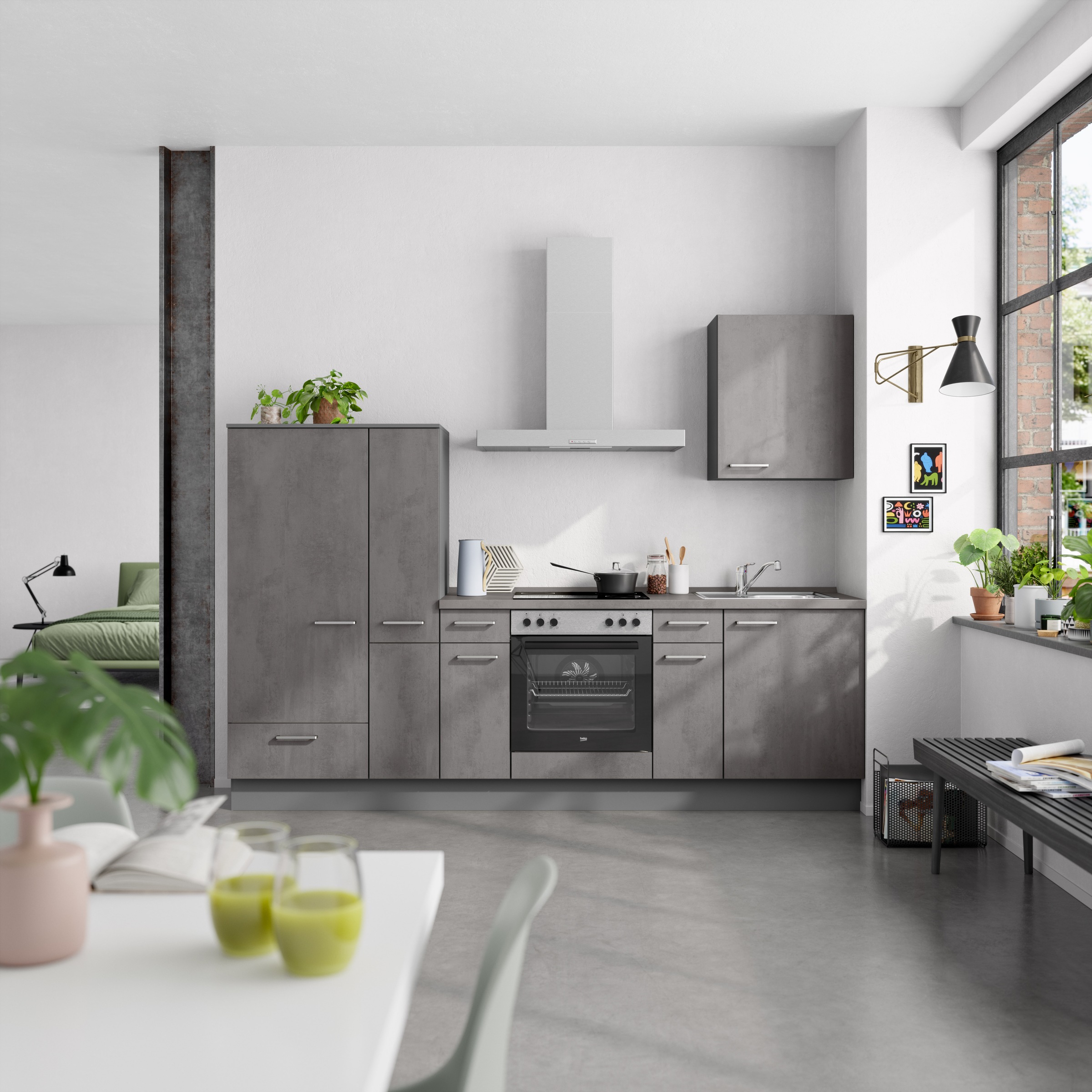 nobilia® Küchenzeile »"Riva I"« vormontiert, Ausrichtung wählbar, Breite 270 cm, wahlw. mit E-Geräten