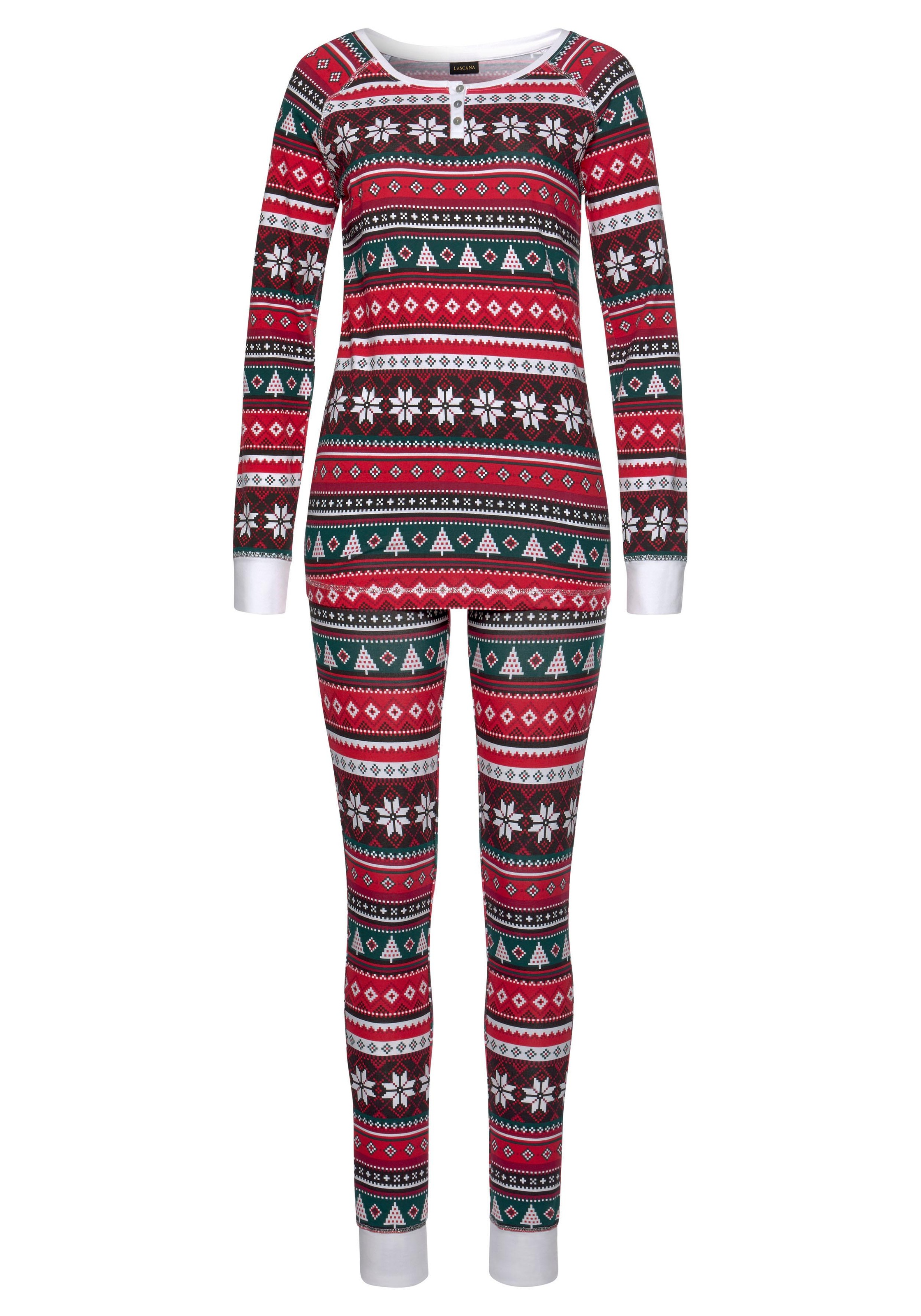 LASCANA Pyjama 2 Stk. tlg., mit weihnachtlichem Muster günstig online kaufen