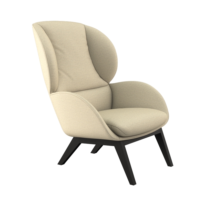 FLEXLUX Ohrensessel »Adria Designsessel, Loungesessel,«, Stil & Komfort, organische Form, Fuß Holz schwarz