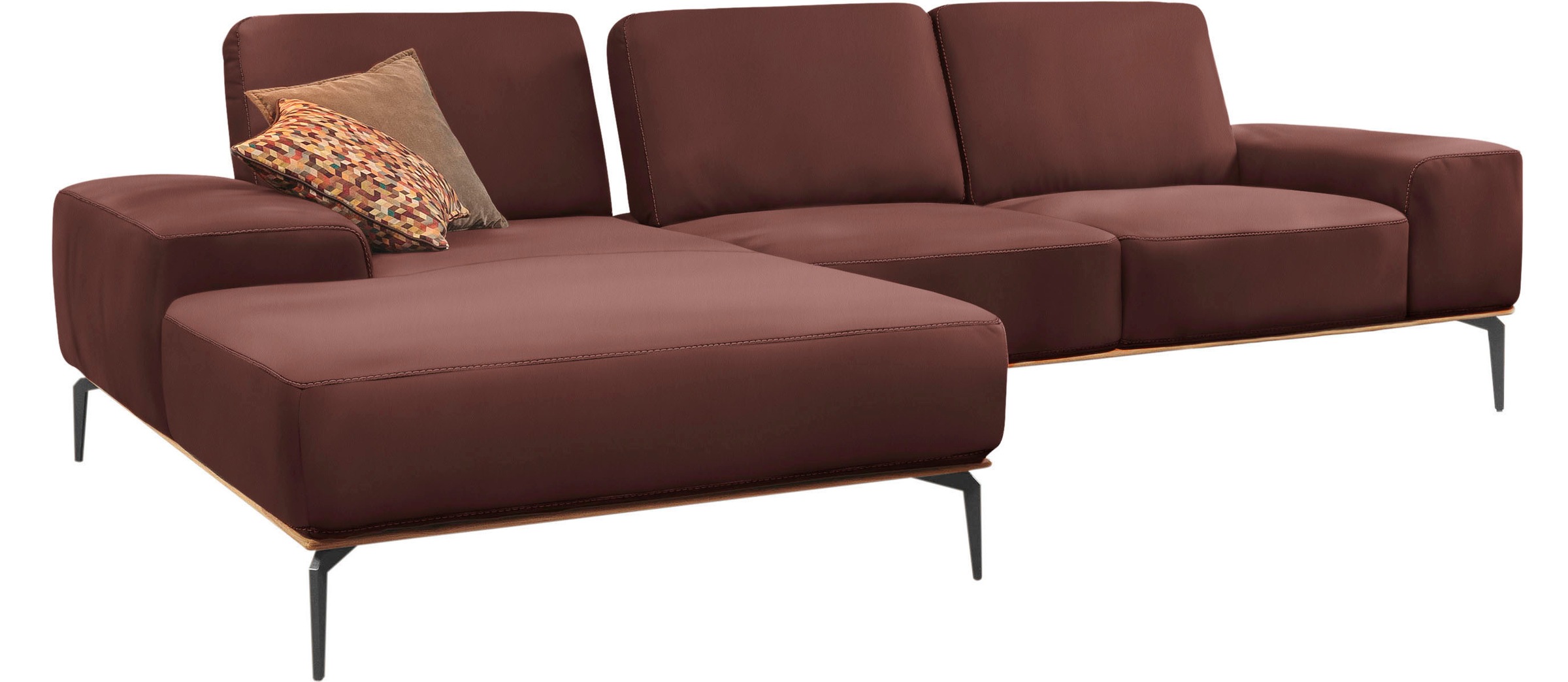 W.SCHILLIG Ecksofa »run, Designsofa mit tollem Sitzkomfort, bequem, L-Form«, mit Holzsockel, Füße in Schwarz pulverbeschichtet, Breite 299 cm