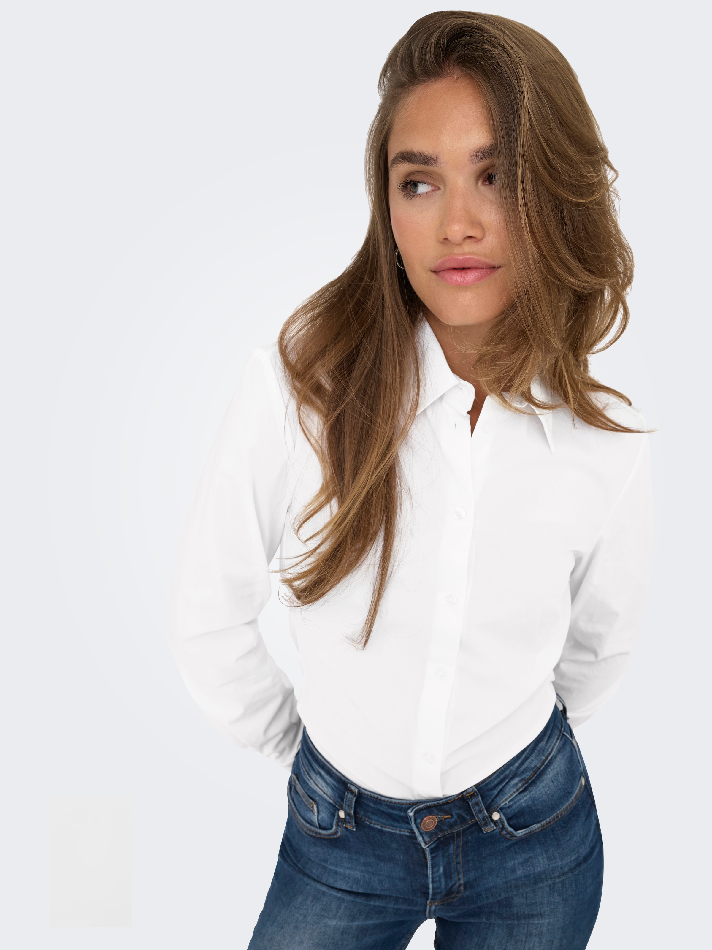 ONLY Langarmbluse »ONLEBIE LS SLIM-FIT SHIRT WVN« Baumwollmischung, slim fit