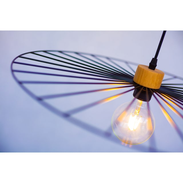 BRITOP LIGHTING Hängeleuchte »Antonella«, 1 flammig-flammig, Dekorative  Leuchte aus Metall mit Elementen aus Eichenholz | BAUR