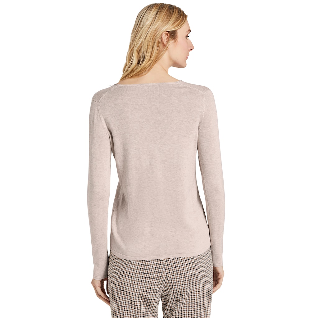 Damenmode Pullover TOM TAILOR V-Ausschnitt-Pullover, mit trendy V-Ausschnitt hellbeige-meliert