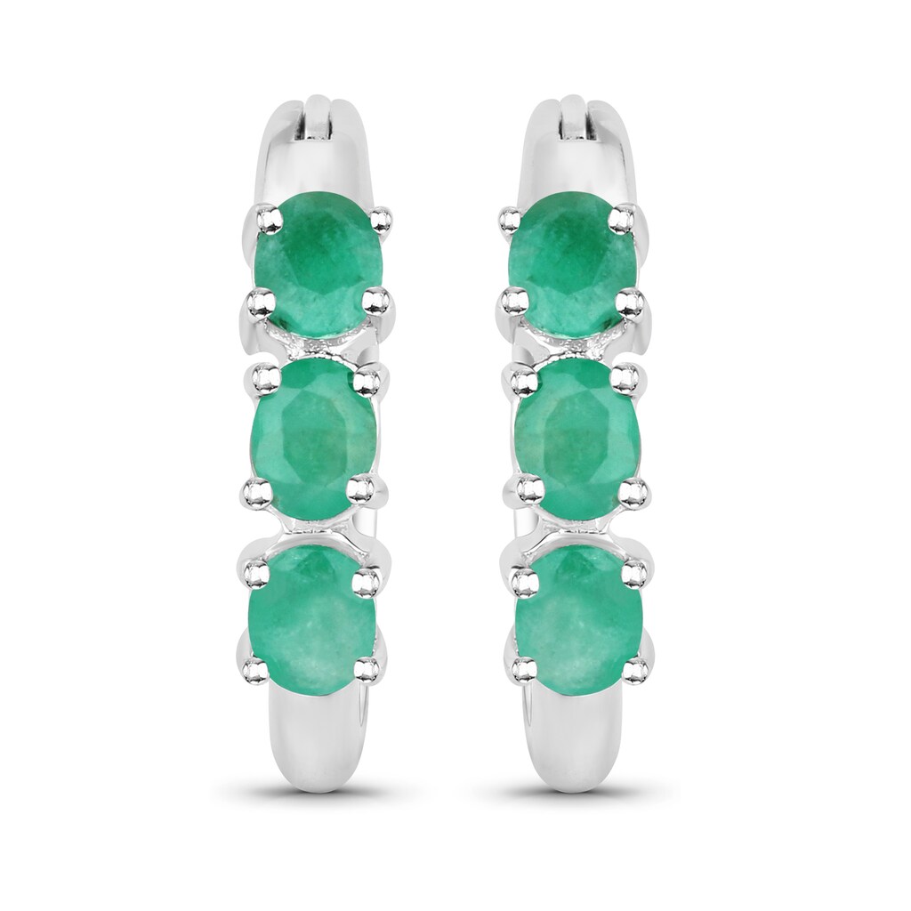 Vira Jewels Paar Creolen »925-Sterling Silber rhodiniert Glänzend Smaragd grün«