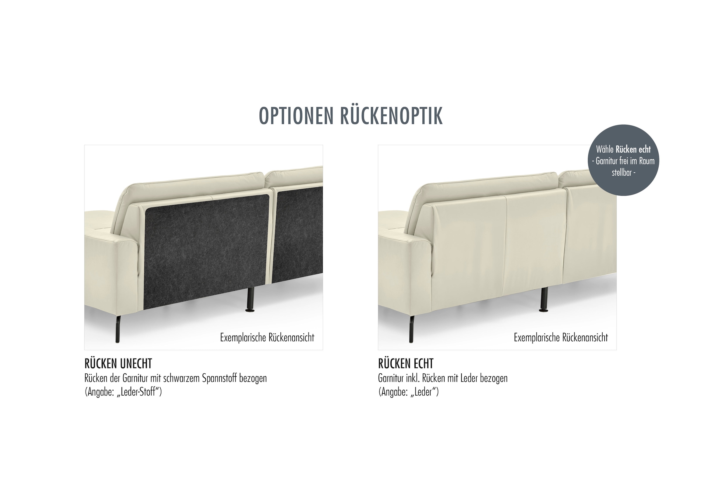 Die PlanBar Ecksofa »PN-EM23050, L-Form, Breite 289 cm« Optional mit Echtleder-Rücken, Kopfstütze, Sitz- und Armverstellung