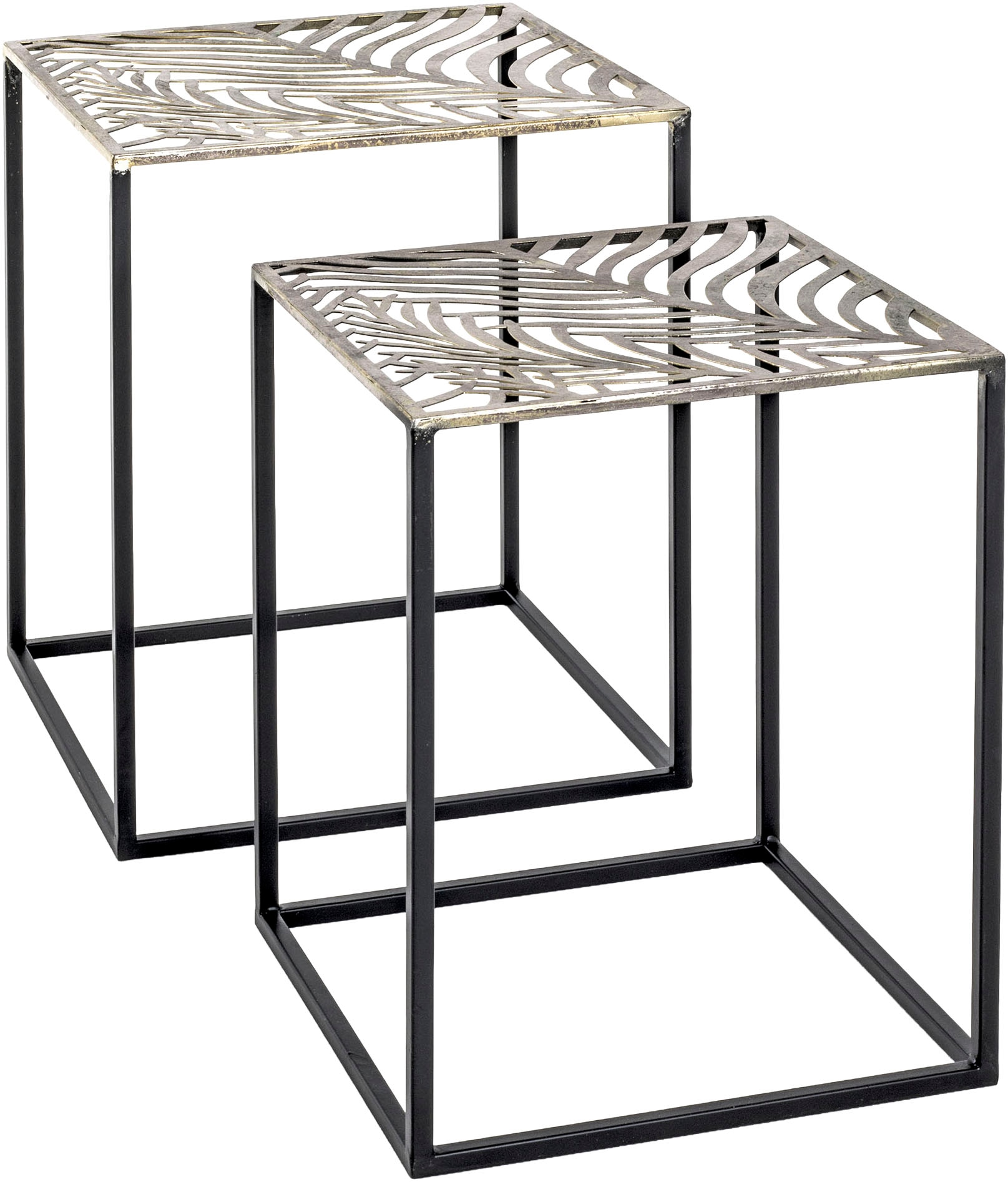 HAKU Beistelltisch "Sofatisch, Wohnzimmertisch" Set, 2er Set, 2 Stk. tlg. quadratisch - aus Metall Schwarz B/T/H 35/35/45 und 40/40/50 cm