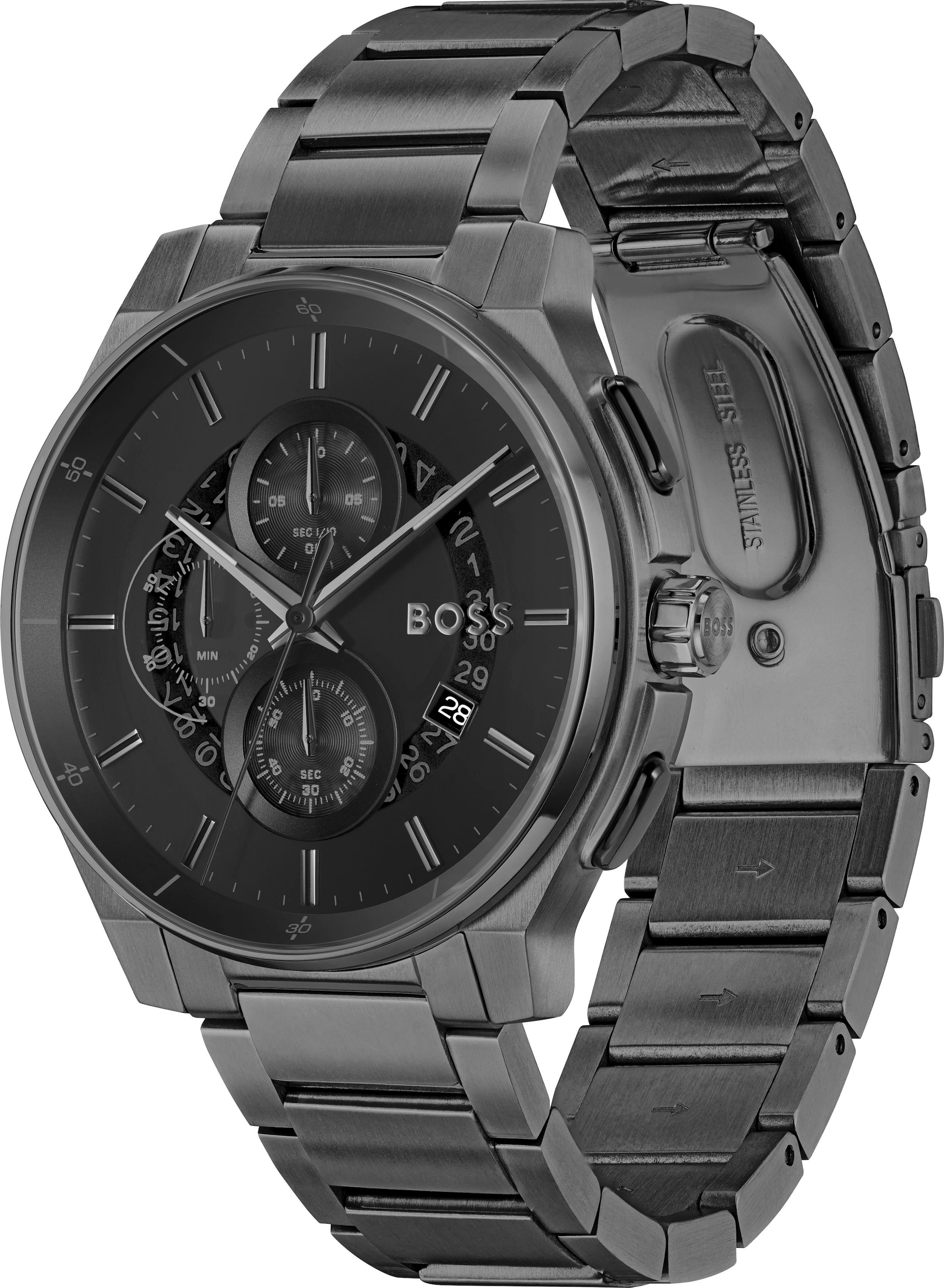 BOSS Chronograph »PEAK 2.0«, Quarzuhr, Armbanduhr, Herrenuhr, Edelstahlarmband, analog, Tag