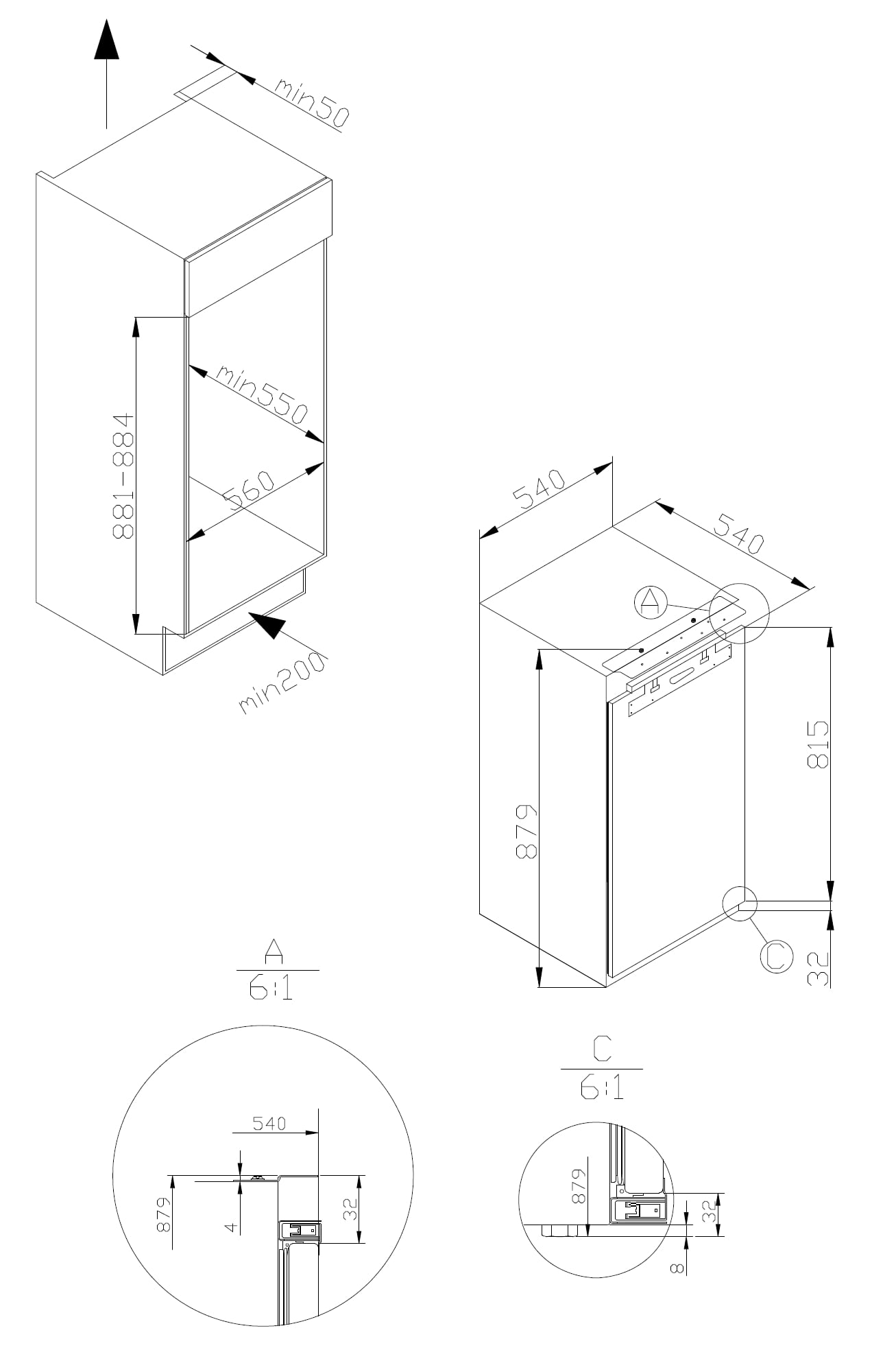 Amica Einbaugefrierschrank »EGS 16183/1«, 87,1 cm hoch, 54 cm breit