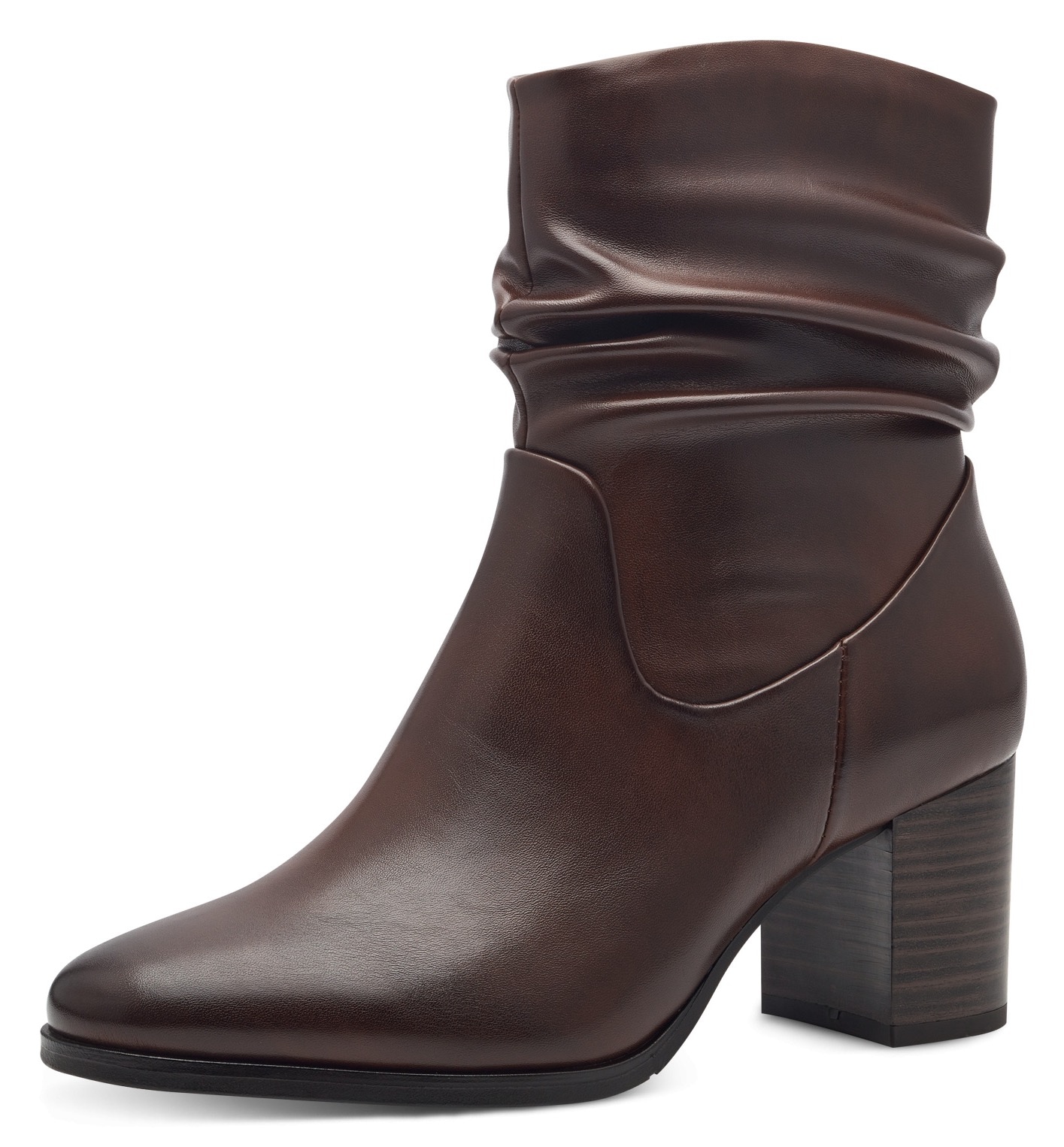 MARCO TOZZI Stiefelette "ANGIO", Blockabsatz, Businessschuh mit Falten im slouchy Look