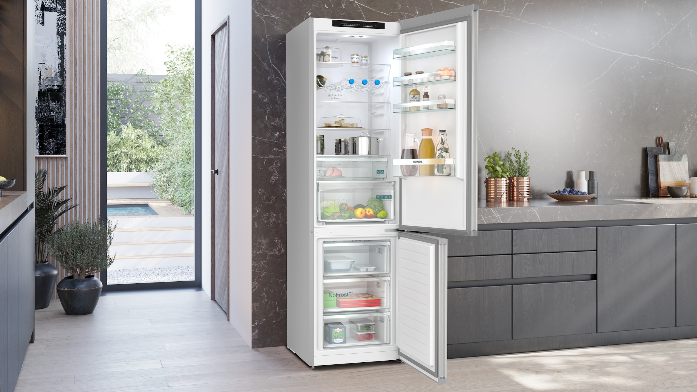 SIEMENS Kühl-/Gefrierkombination iQ300 »KG39N2LAF«, noFrost, hyperFresh 0°C Schublade