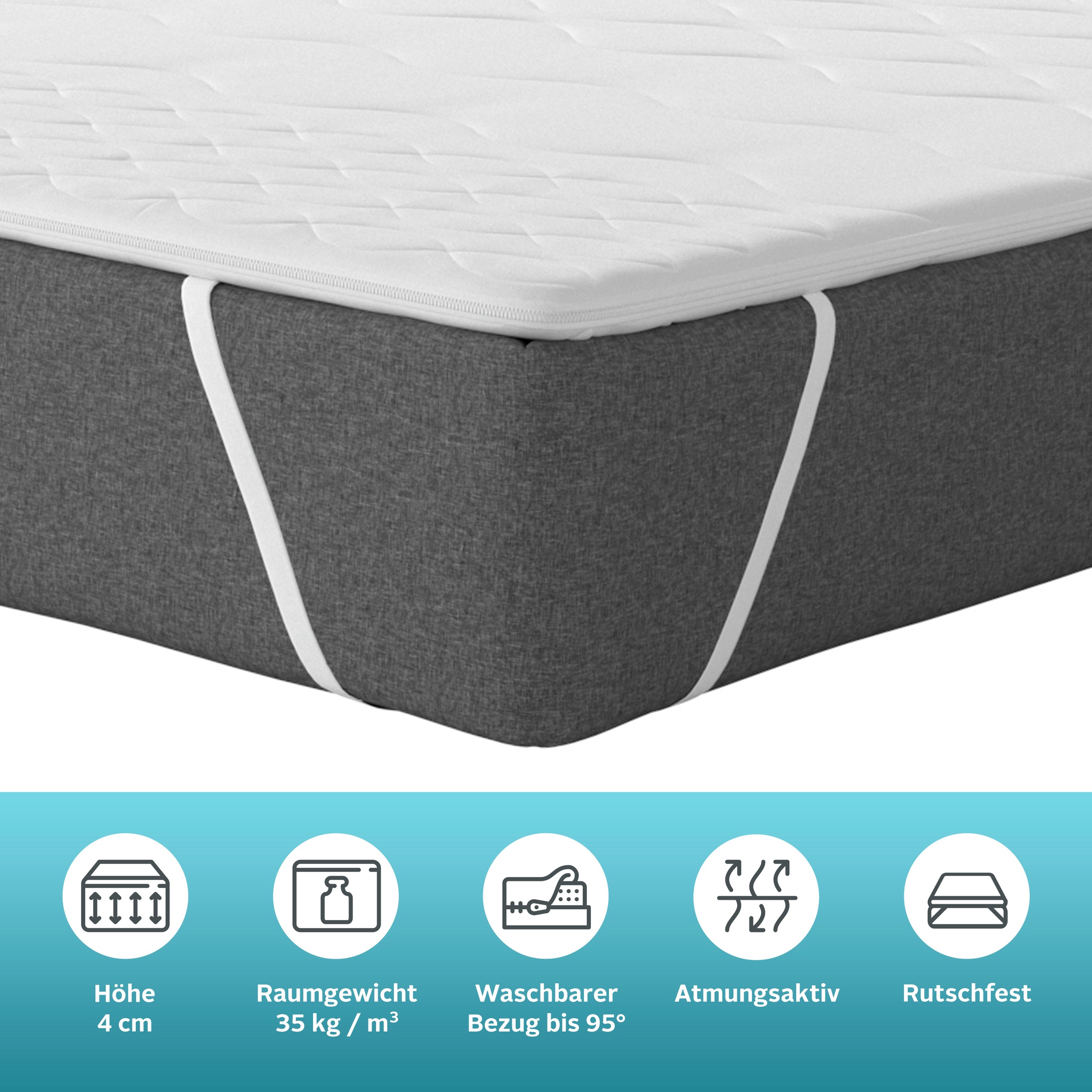 Thumbnail - my home Topper "Fantasy, 7 Zonen Topper in 90x200, 140x200 cm und weitere Größen" Ideal für Boxspringmatratzen, Baumwoll...