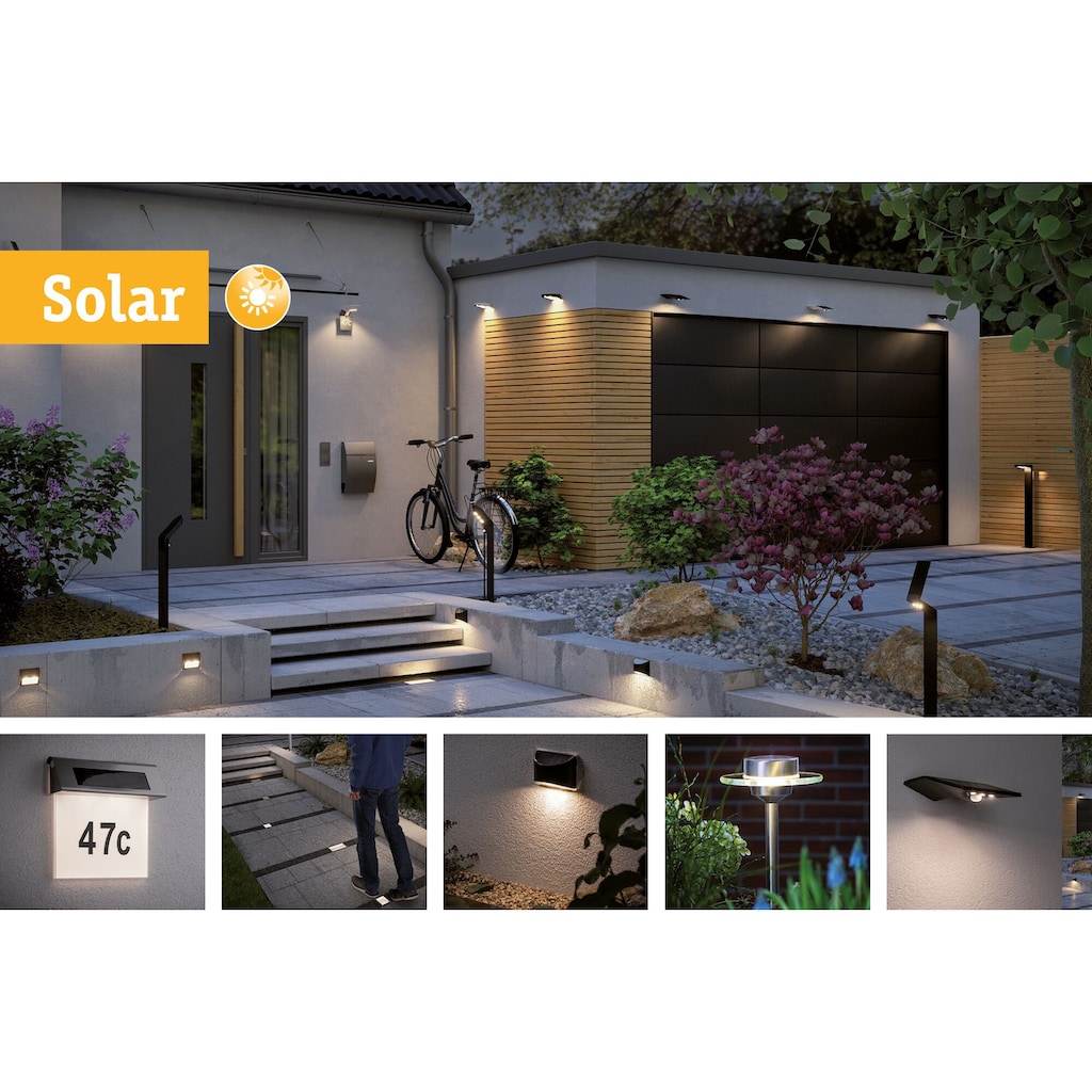 Paulmann LED Gartenleuchte »Solarspieß Ufo IP44 LED 1x0,2W Edelstahl/Klar Edelstahl/Glas«, 1 flammig-flammig, LED-Modul