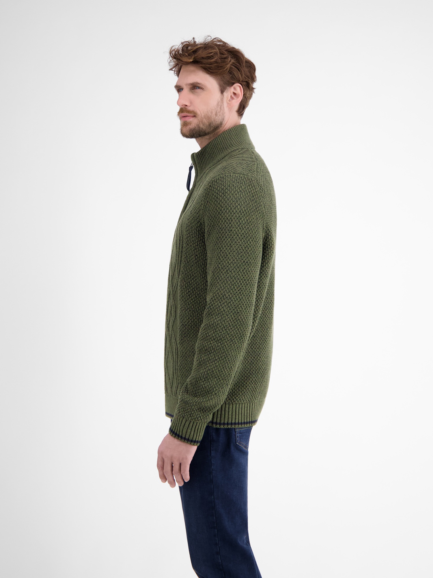 LERROS Strickpullover »LERROS Strickpullover mit Zopfmuster und Troyerkragen«
