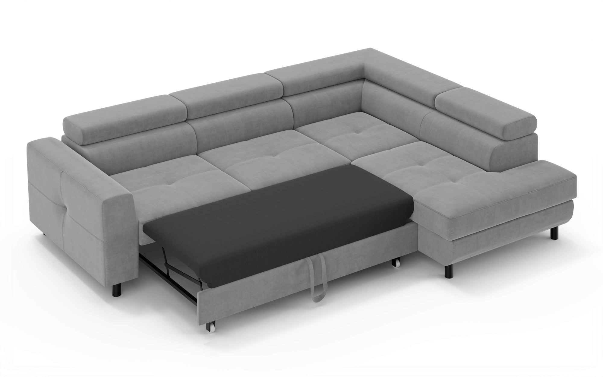 OTTO home Ecksofa »AADEN Schlafsofa mit verstellbaren Kopfstützen, B/T/H: 254/199/90 cm«, mit Bettfunktion und Bettkasten, Ottomane rechts/links bestellbar