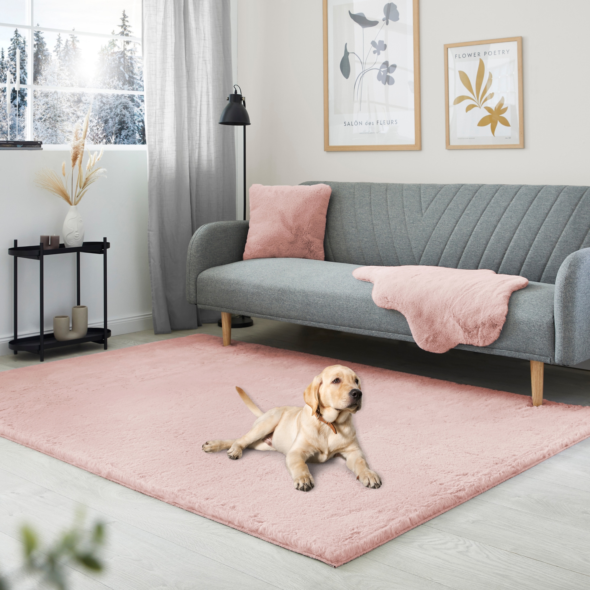 Hochflor-Teppich OTTO HOME "Lugano", rosa (altrosa), B:160cm H:30mm L:230cm, Polyester, Teppiche, Kunstfell, Uni Farben, sehr weich & kuschelig