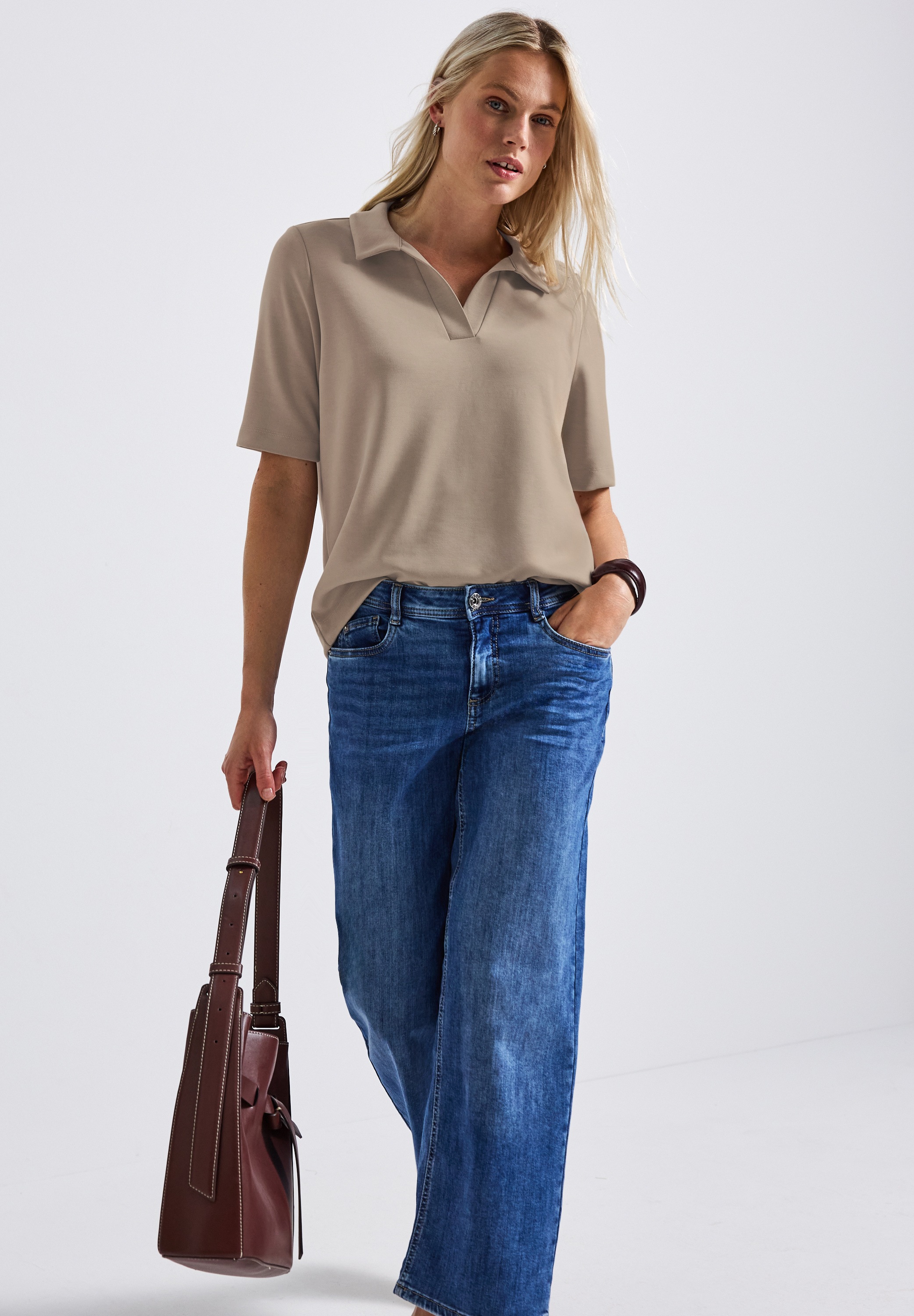 STREET ONE Poloshirt aus softem Materialmix günstig online kaufen