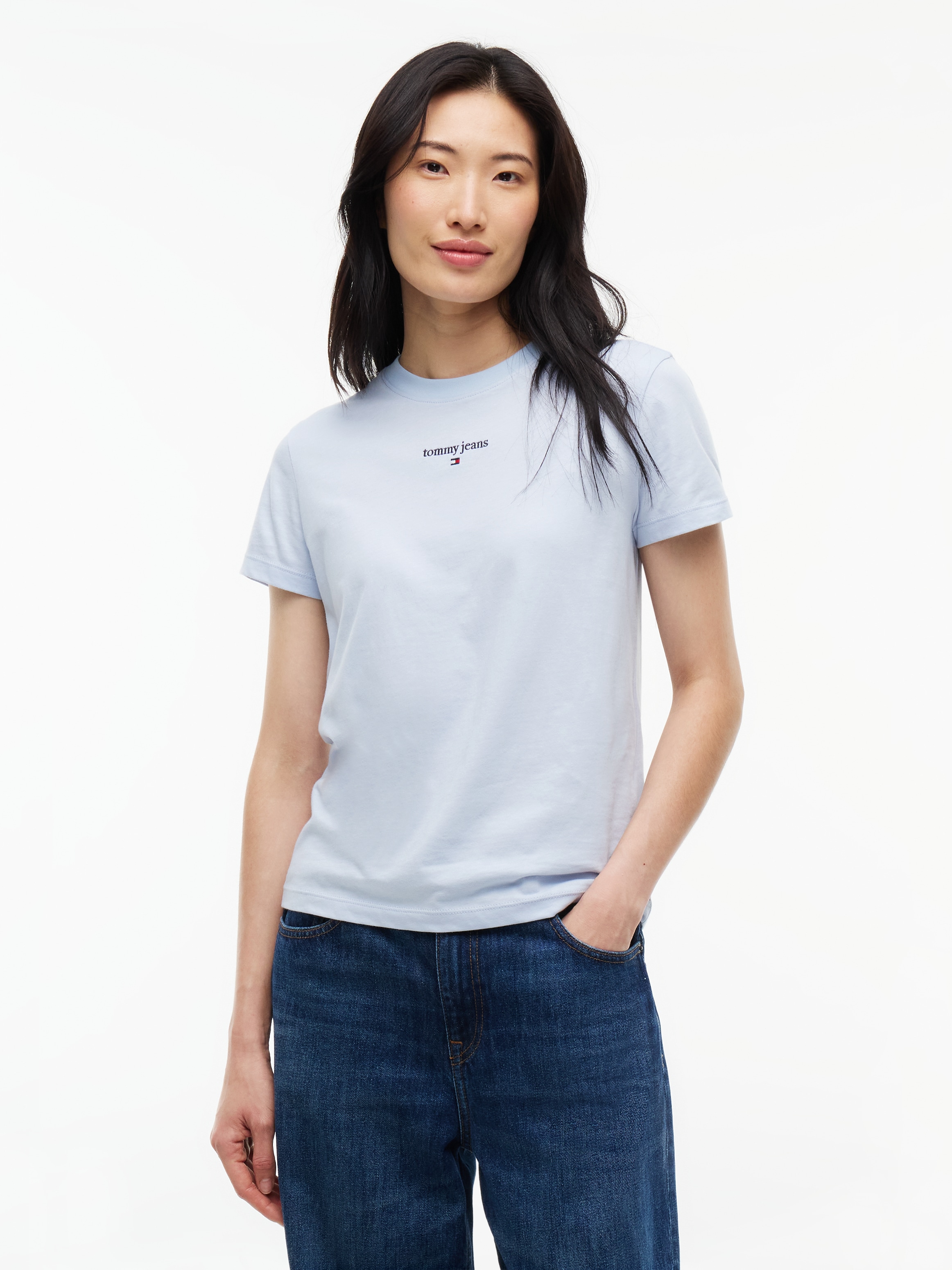 Tommy Jeans Rundhalsshirt "TJW REG CLASSIC LOGO SS TEE" Baumwollmischung