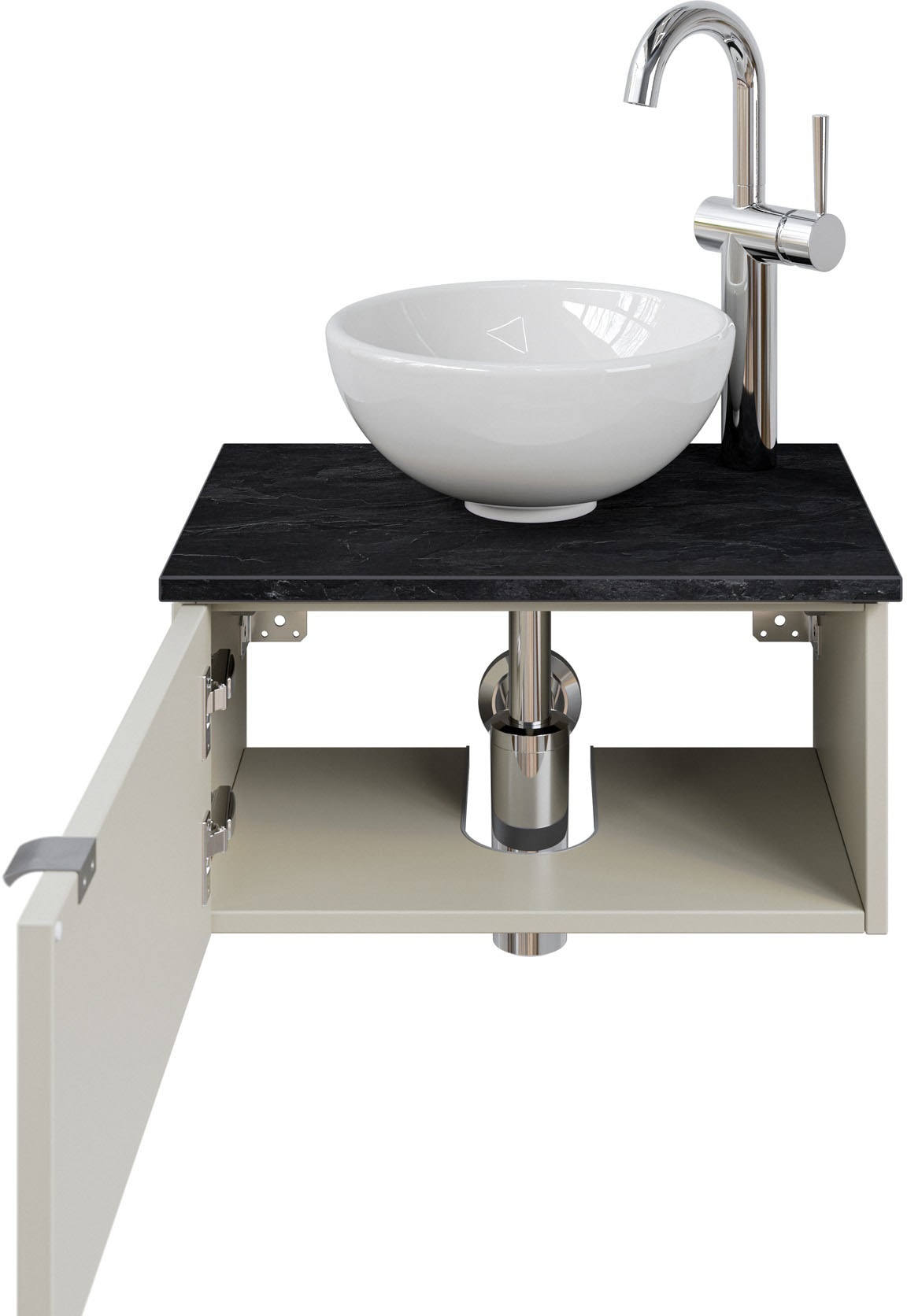 Saphir Waschtisch »Serie 6915 Waschschale mit Unterschrank für Gästebad, Gäste WC«, 51 cm mit Keramik-Aufsatzbecken und 1 Tür