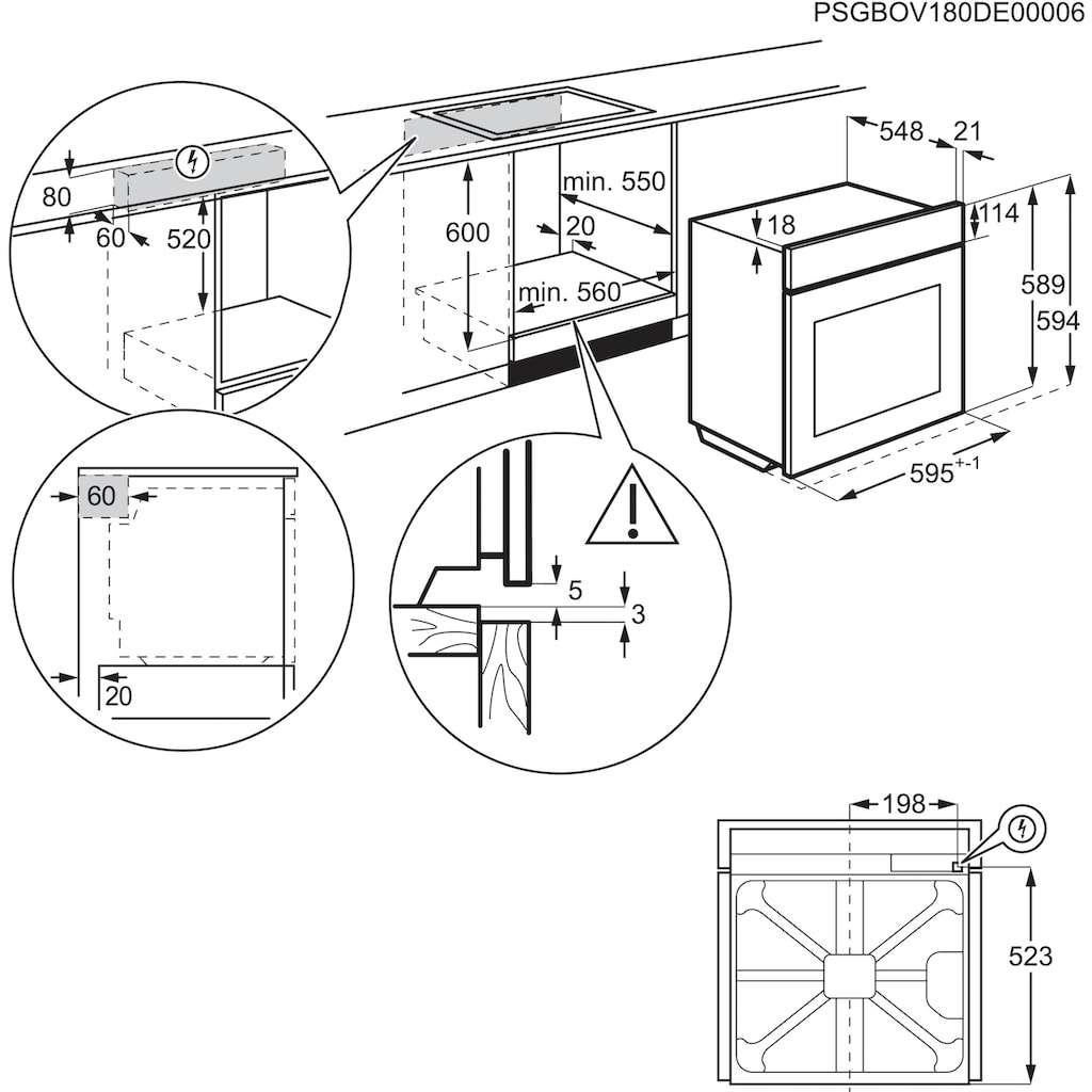 AEG Einbaubackofen »BPS335061M 949 498 251«, 6000, BPS335061M 949 498 251, mit 1-fach-Teleskopauszug, Pyrolyse-Selbstreinigung