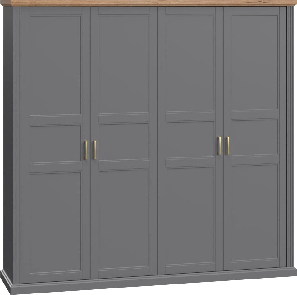 OTTO home 1100000002199 "Tara, wahlweise 4 Breiten, hoher Schrank 227cm, soft-close-Funktion" Landhausstil mit Kranzprofil und Kasettenoptik, Innen Holzdekor, lackiert mit hochwertigen wasserbasiertem UV-Lack, FSC-zertifiziert