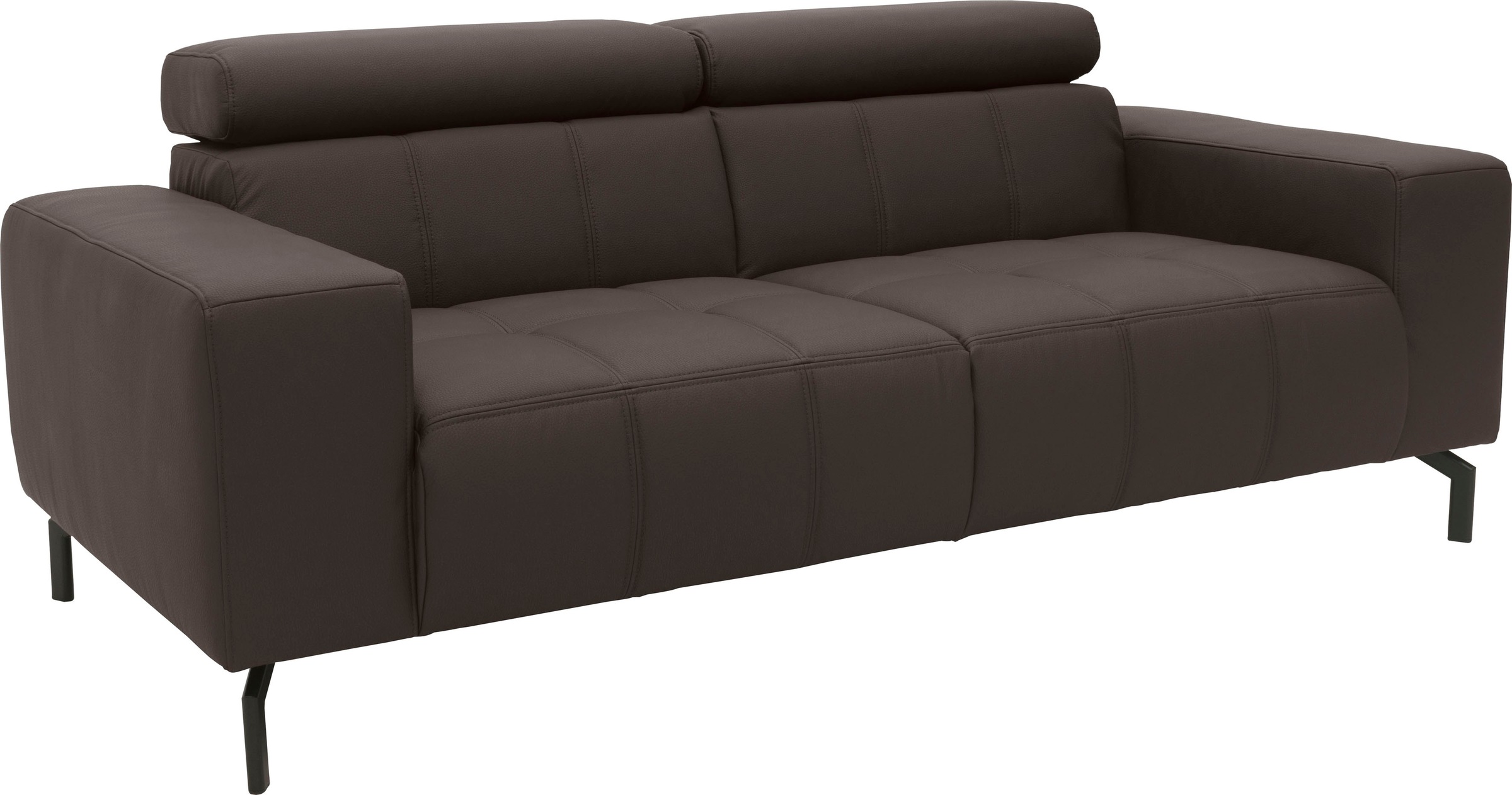 DOMO collection 2-Sitzer »Cunelli zeitlos und elegant, moderne Sitznähte als Designelement,«, wahlweise mit 6-fach verstellbaren Kopfteilen, fester Sitzkomfort